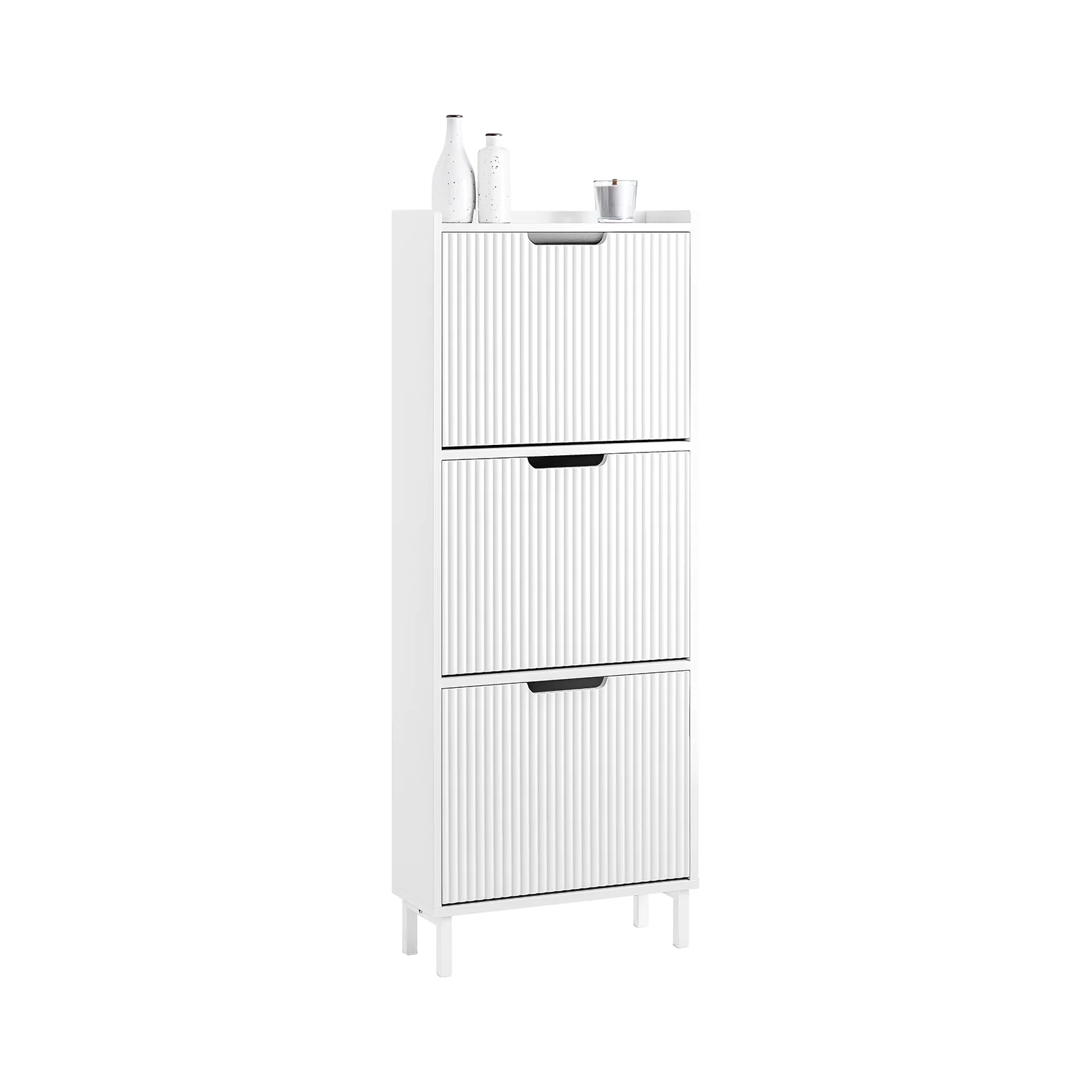 SoBuy FSR177-H-W Zapatero Estrecho con 3 Solapas Blanco 50x19x130 cm