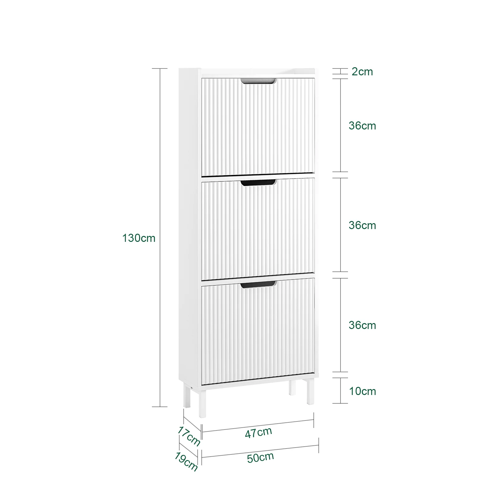SoBuy FSR177-H-W Zapatero Estrecho con 3 Solapas Blanco 50x19x130 cm - Image 3