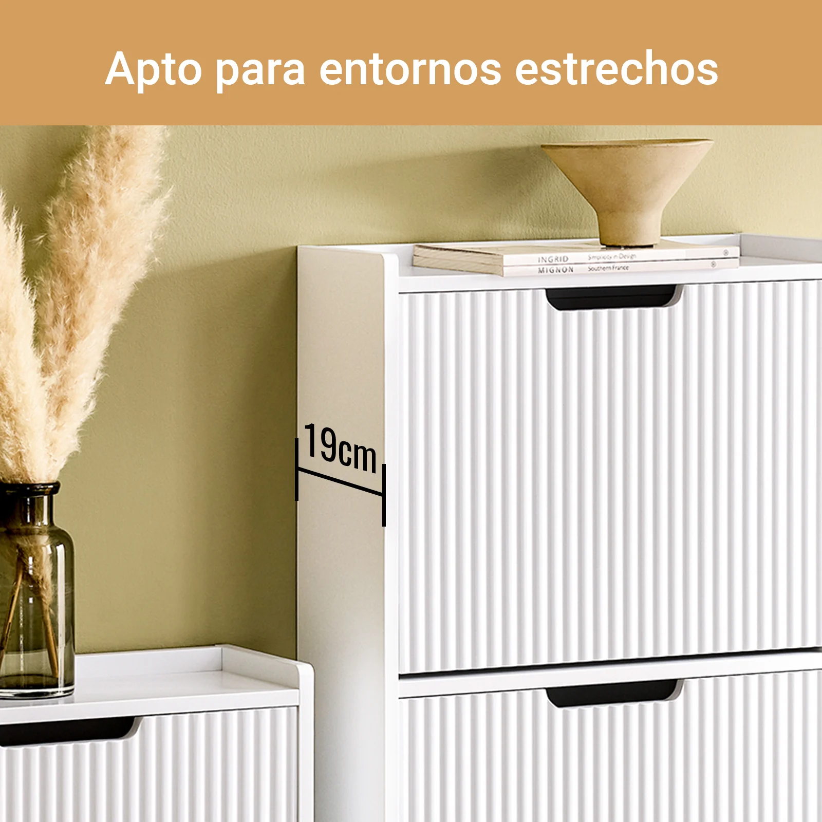 SoBuy FSR177-H-W Zapatero Estrecho con 3 Solapas Blanco 50x19x130 cm - Image 5