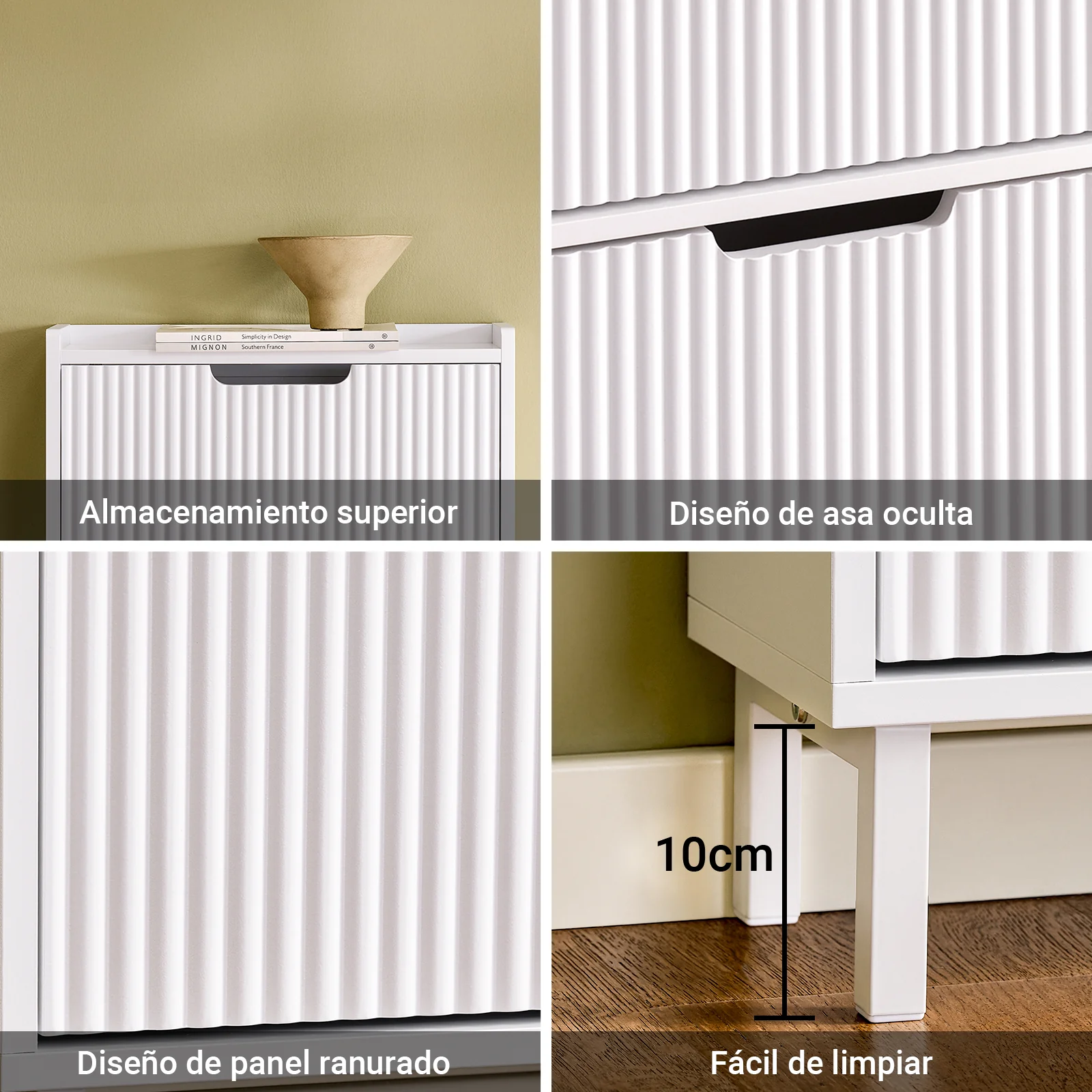 SoBuy FSR177-H-W Zapatero Estrecho con 3 Solapas Blanco 50x19x130 cm - Image 6