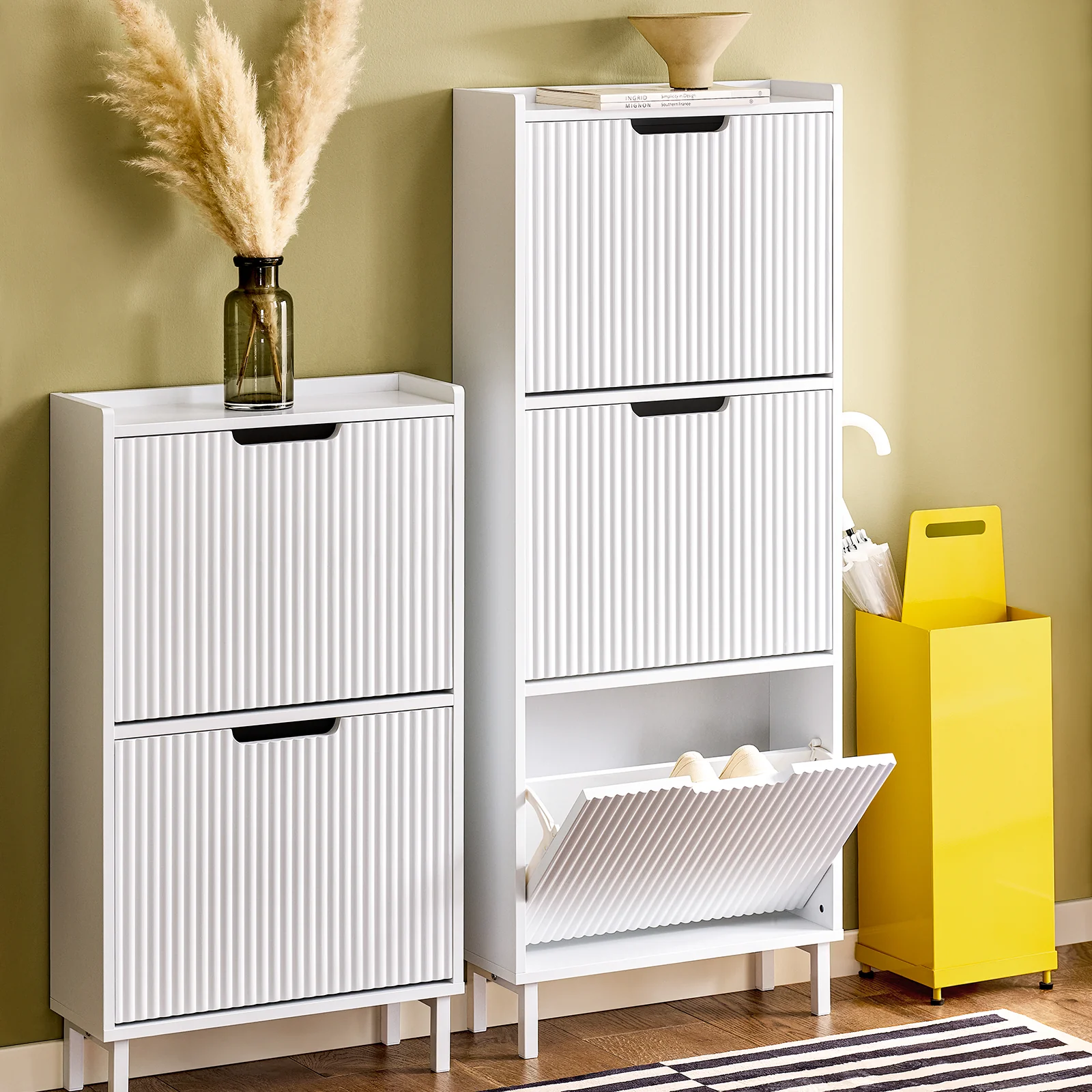 SoBuy FSR177-H-W Zapatero Estrecho con 3 Solapas Blanco 50x19x130 cm - Image 9