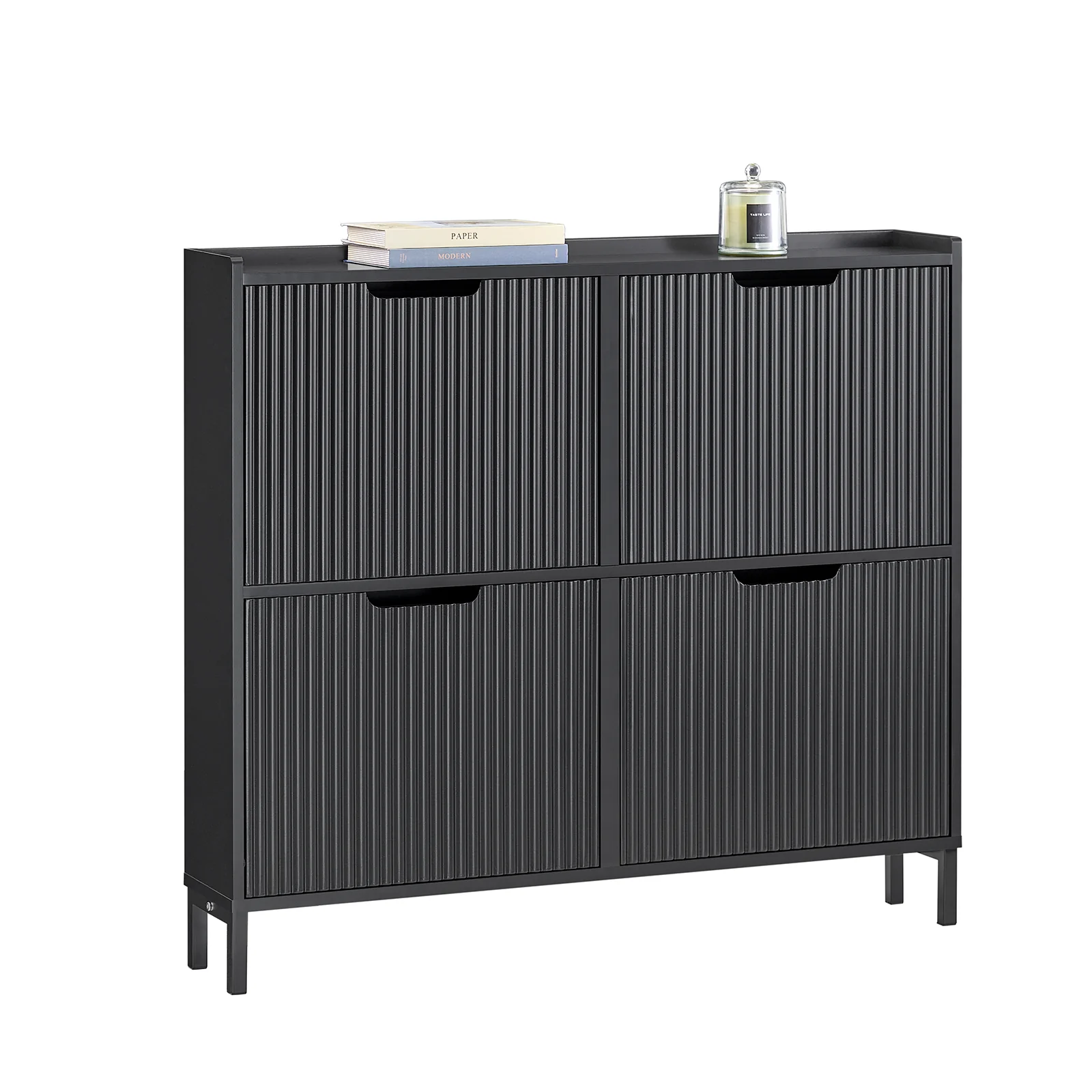 SoBuy FSR177-L-SCH Organizador para Zapatos con 4 Solapas Negro 100 x 19 x 91 cm