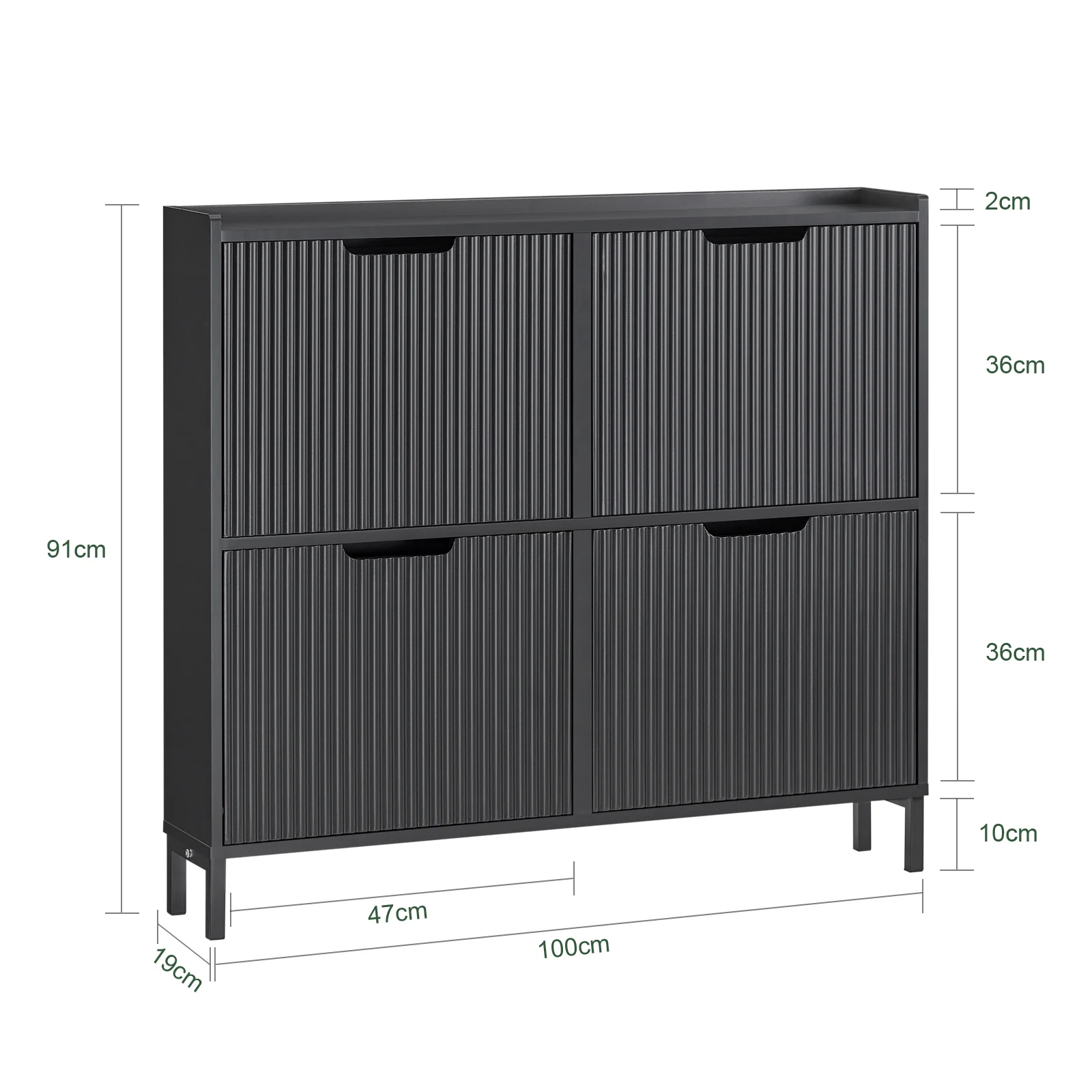 SoBuy FSR177-L-SCH Organizador para Zapatos con 4 Solapas Negro 100 x 19 x 91 cm - Image 3