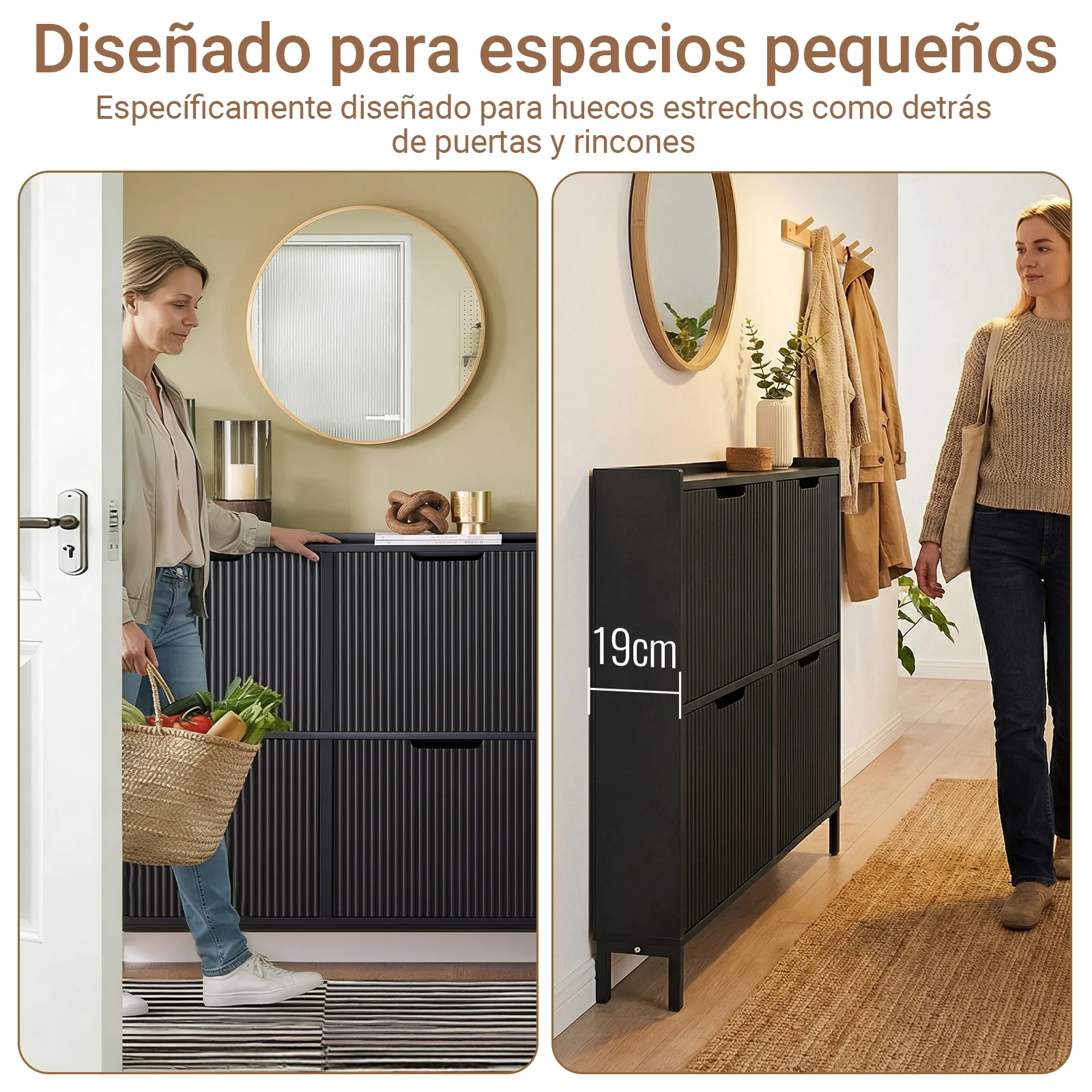 SoBuy FSR177-L-SCH Organizador para Zapatos con 4 Solapas Negro 100 x 19 x 91 cm - Image 7