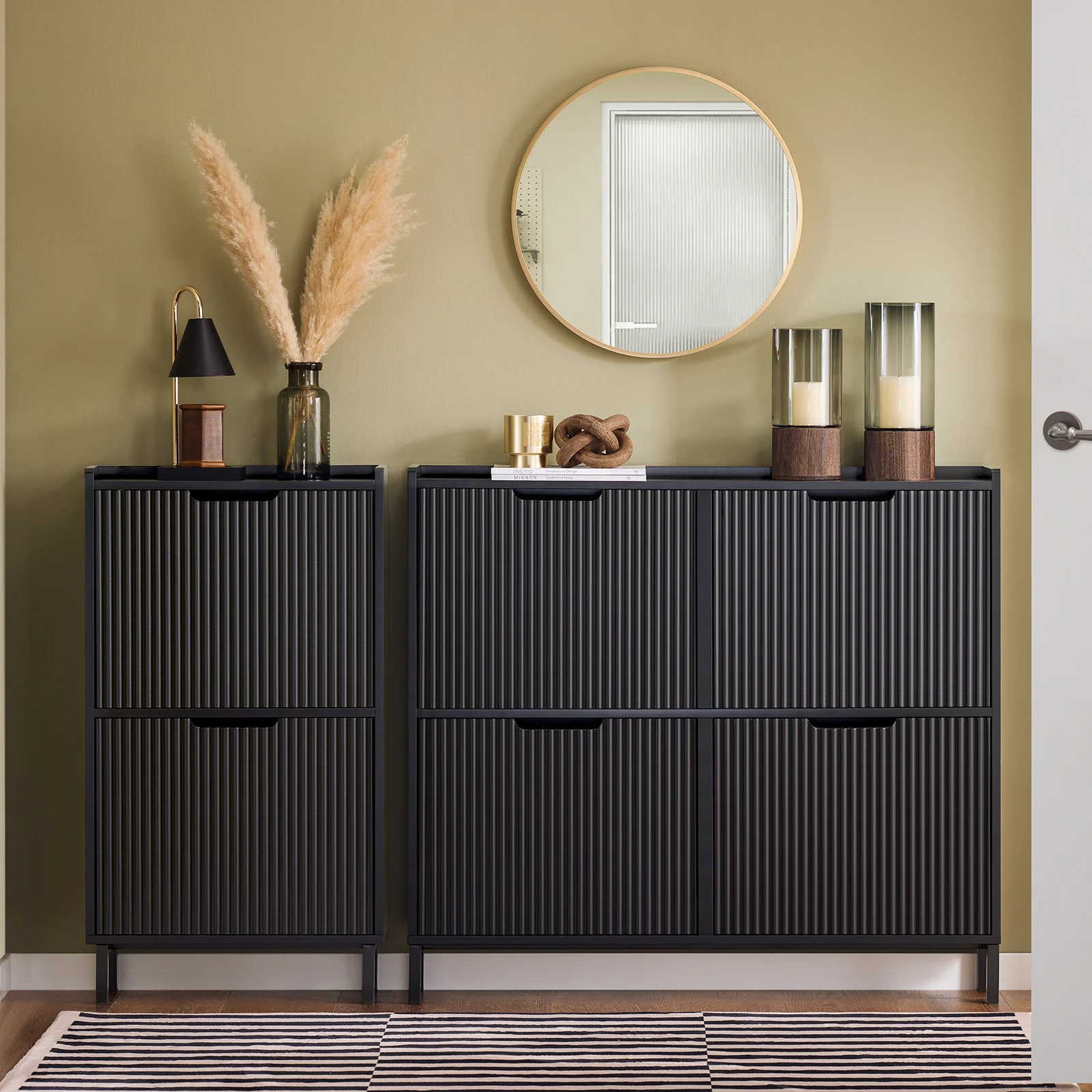 SoBuy FSR177-L-SCH Organizador para Zapatos con 4 Solapas Negro 100 x 19 x 91 cm - Image 8