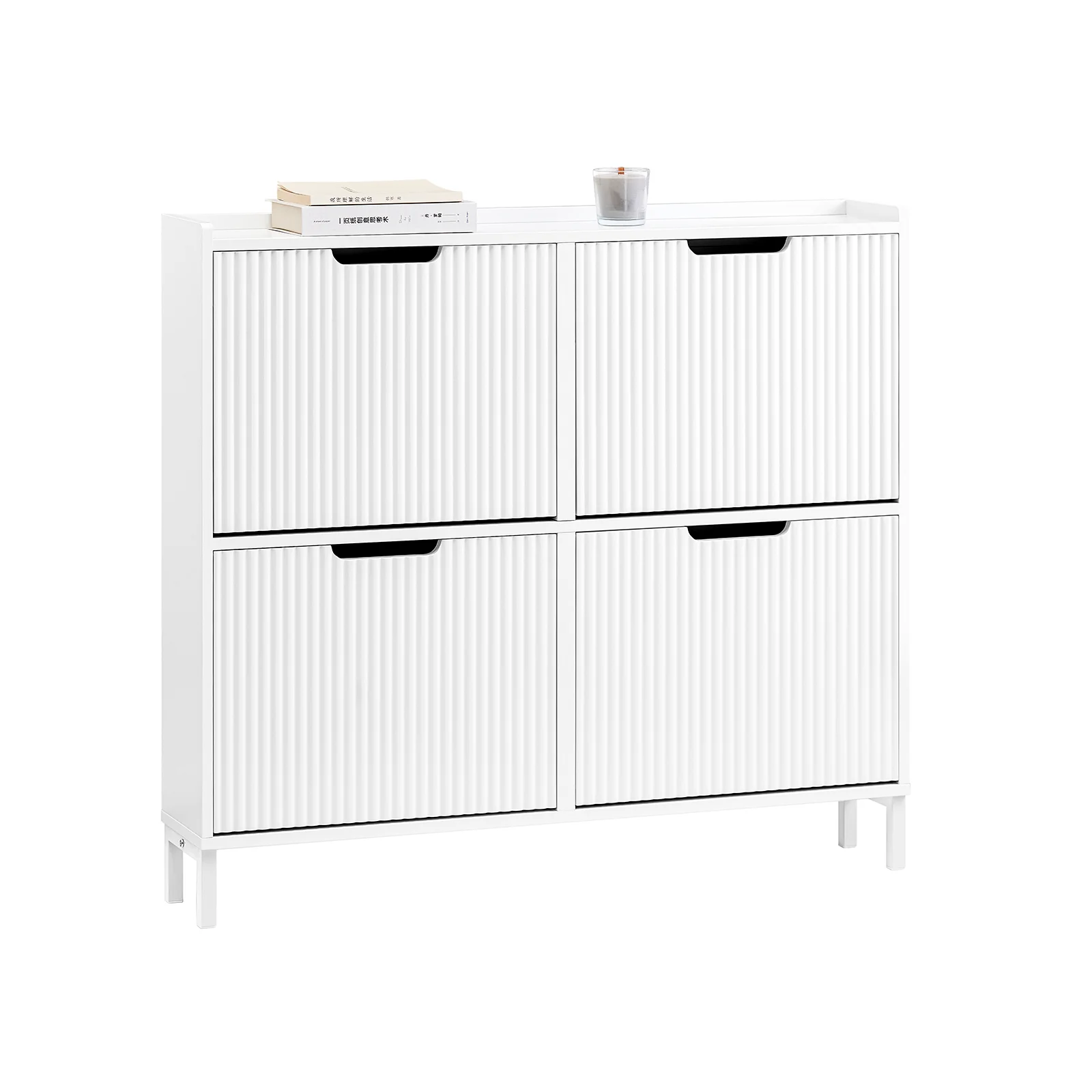 SoBuy FSR177-L-W Organizador para Zapatos con 4 Solapas Blanco 100x19x91 cm