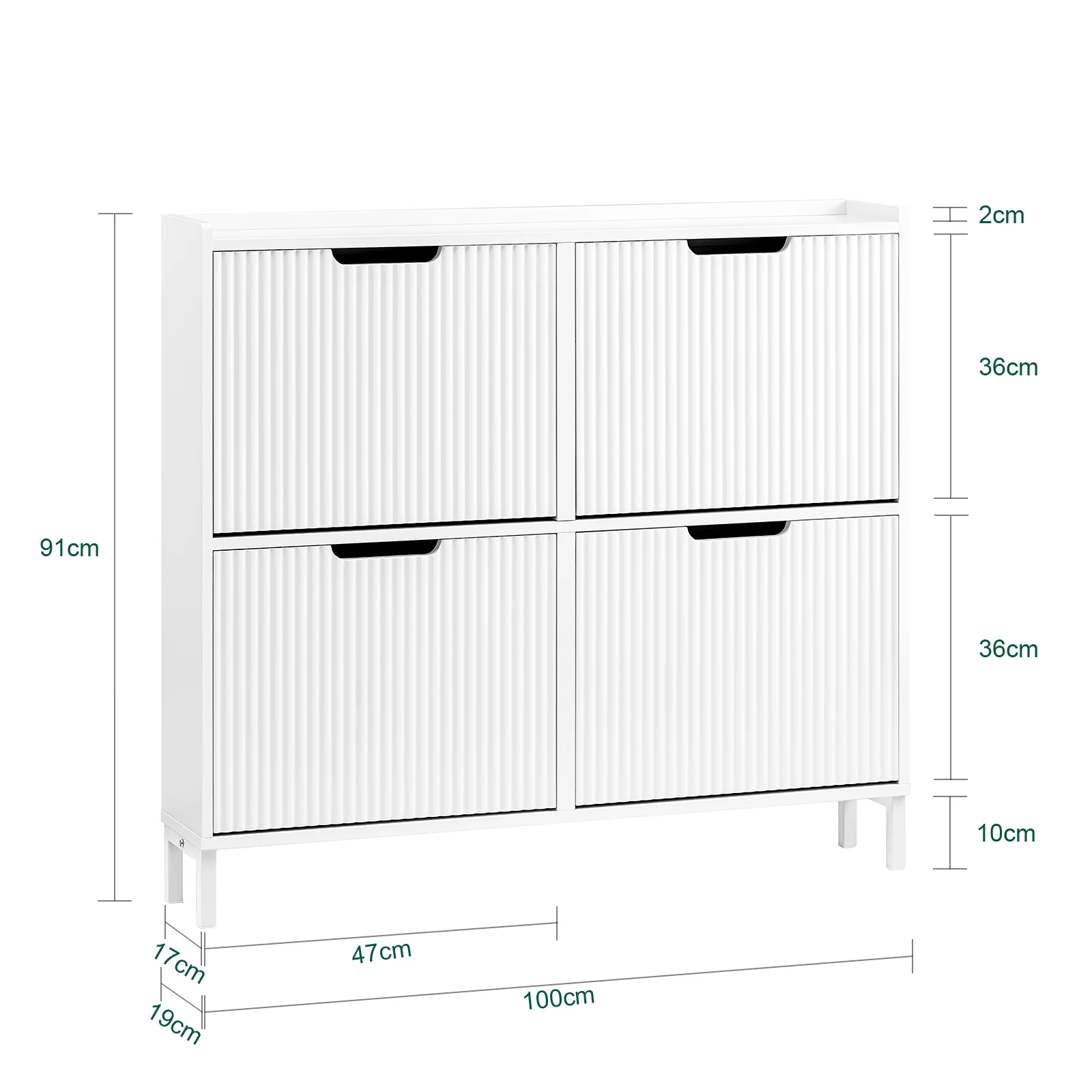 SoBuy FSR177-L-W Organizador para Zapatos con 4 Solapas Blanco 100x19x91 cm - Image 3
