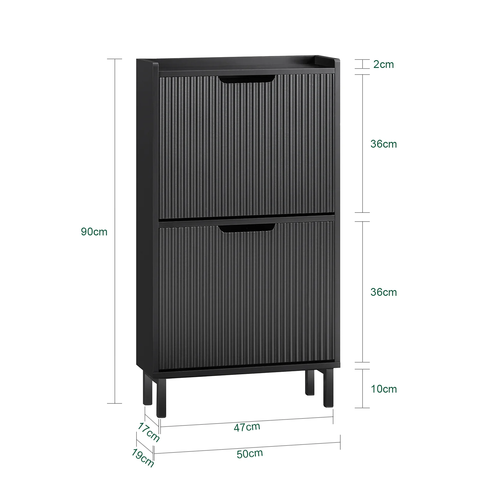 Preventa-SoBuy FSR177-SCH Zapatero Estrecho con 2 Solapas Negro 50 x 19 x 90cm - Image 3