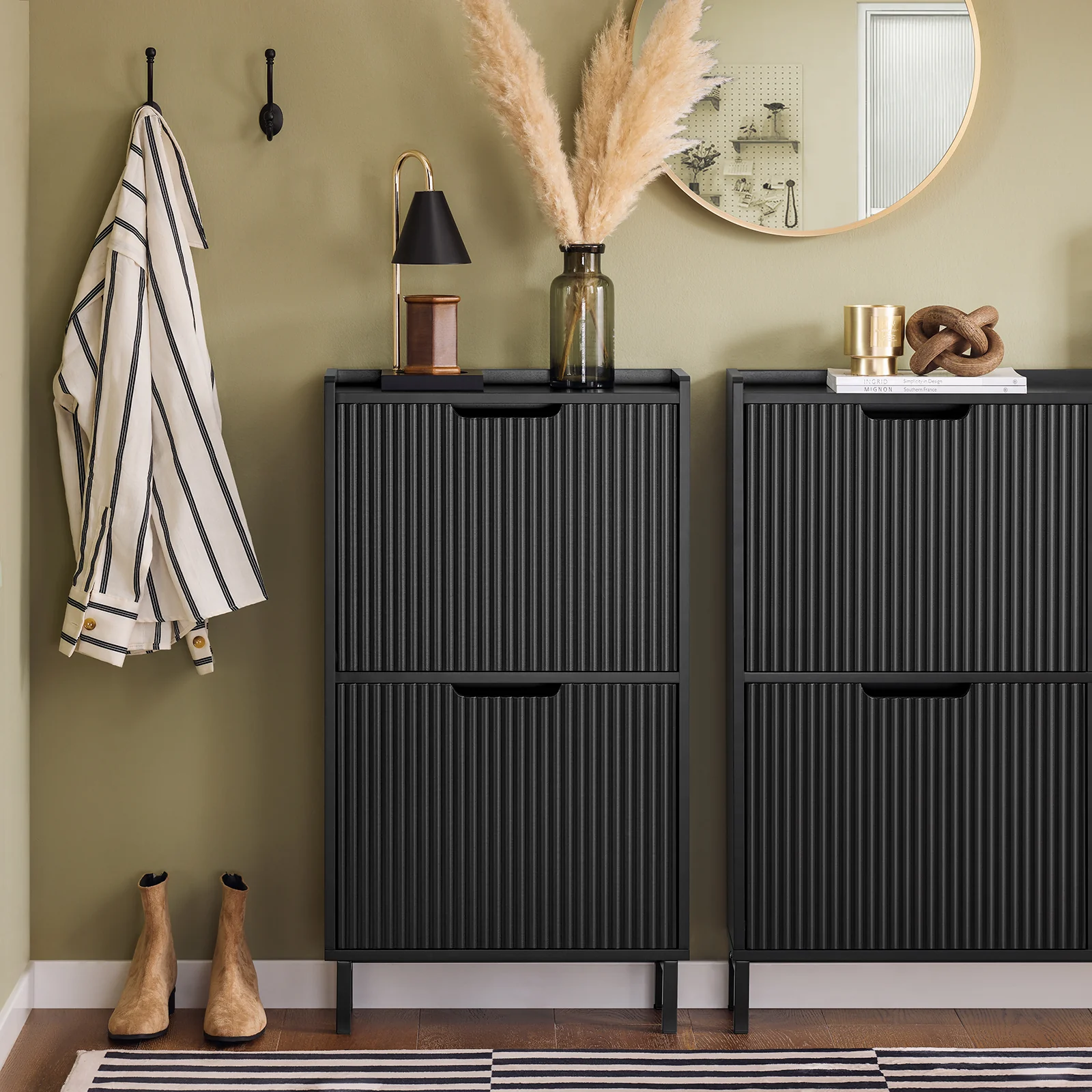 Preventa-SoBuy FSR177-SCH Zapatero Estrecho con 2 Solapas Negro 50 x 19 x 90cm - Image 5