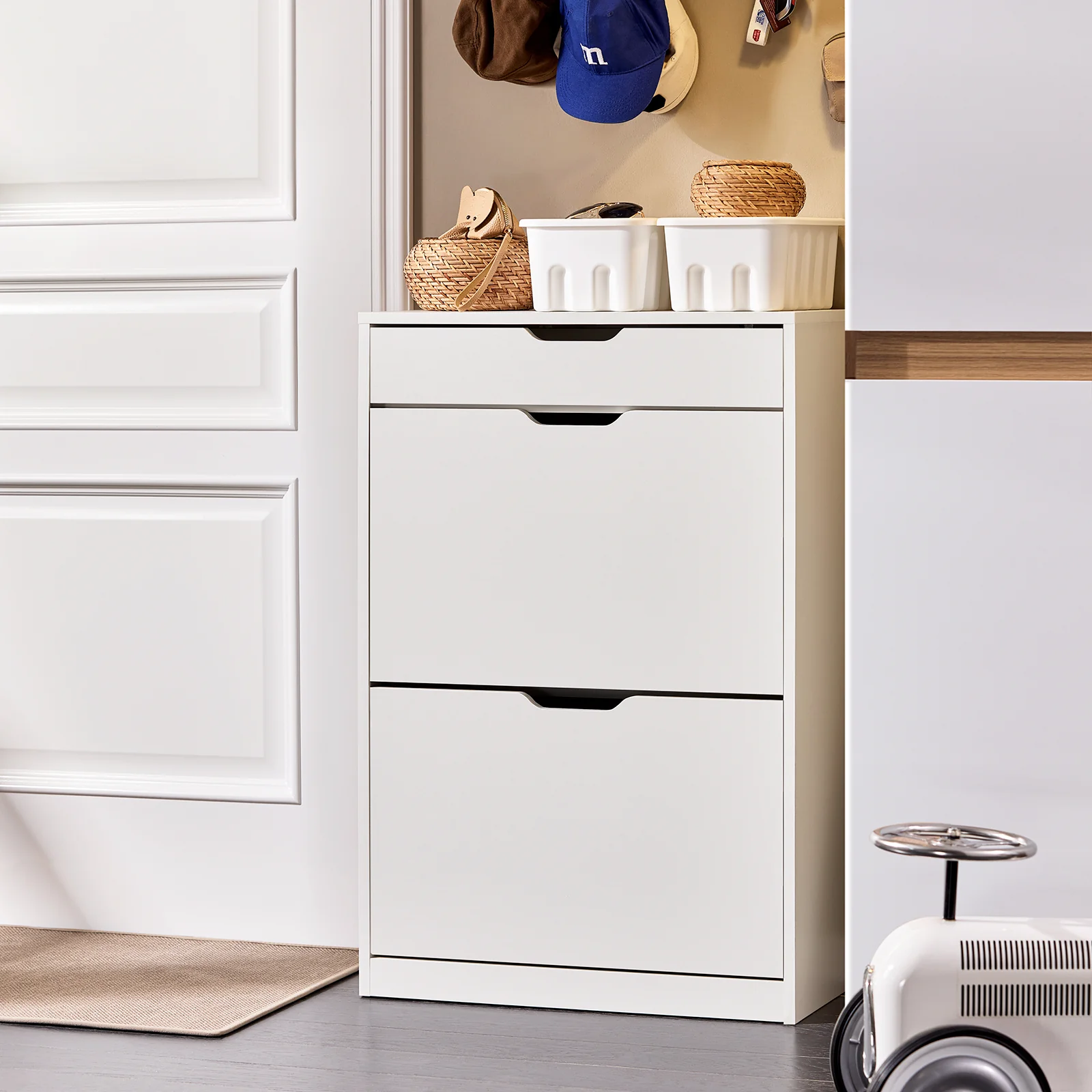 SoBuy FSR180-W Zapatero con 2 Solapas y 1 Cajon Blanco 60x30x90 cm - Image 5