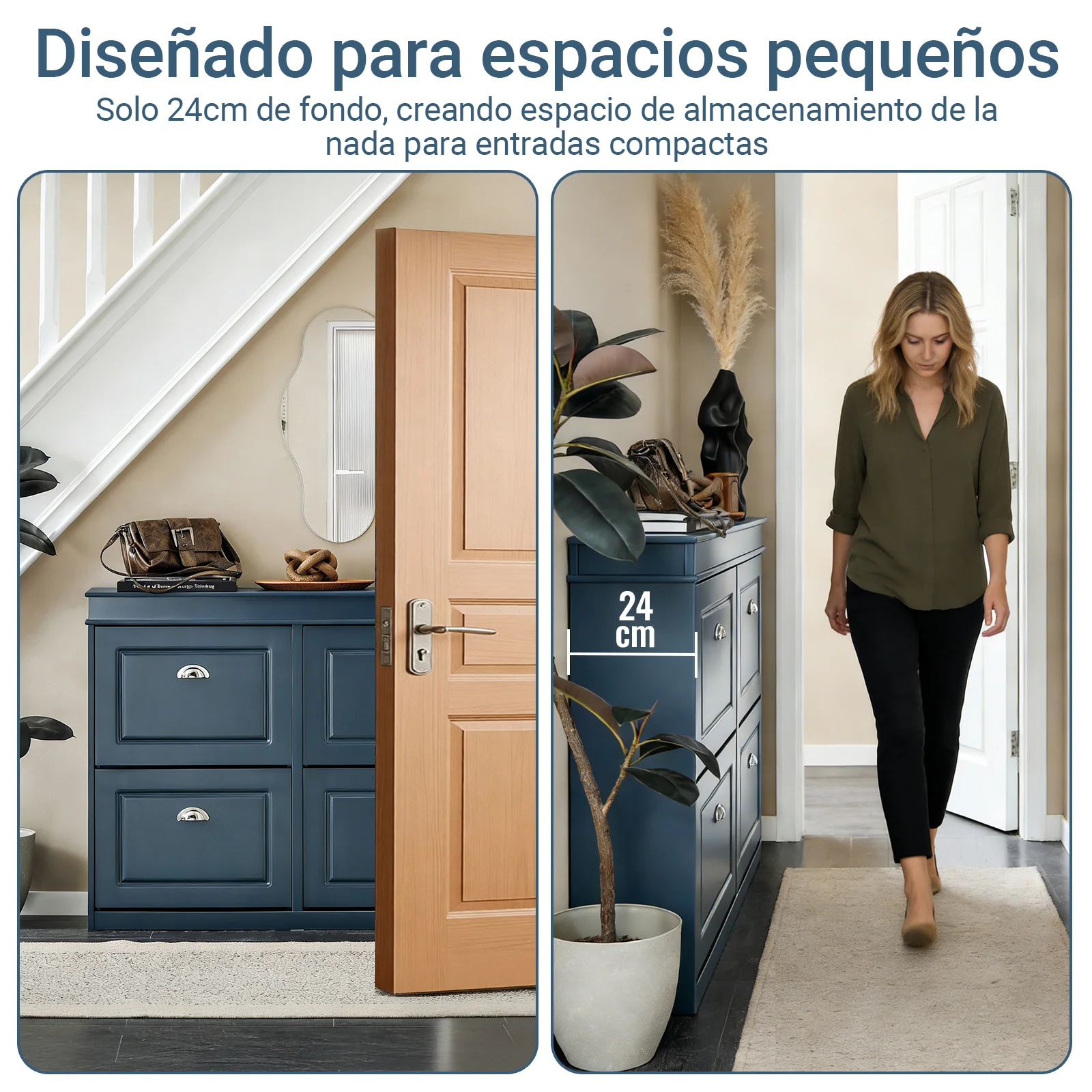 SoBuy FSR79-B Zapatero con 4 Solapas con 1 Cajon Azul 104 x 24 x 83 cm - Image 6