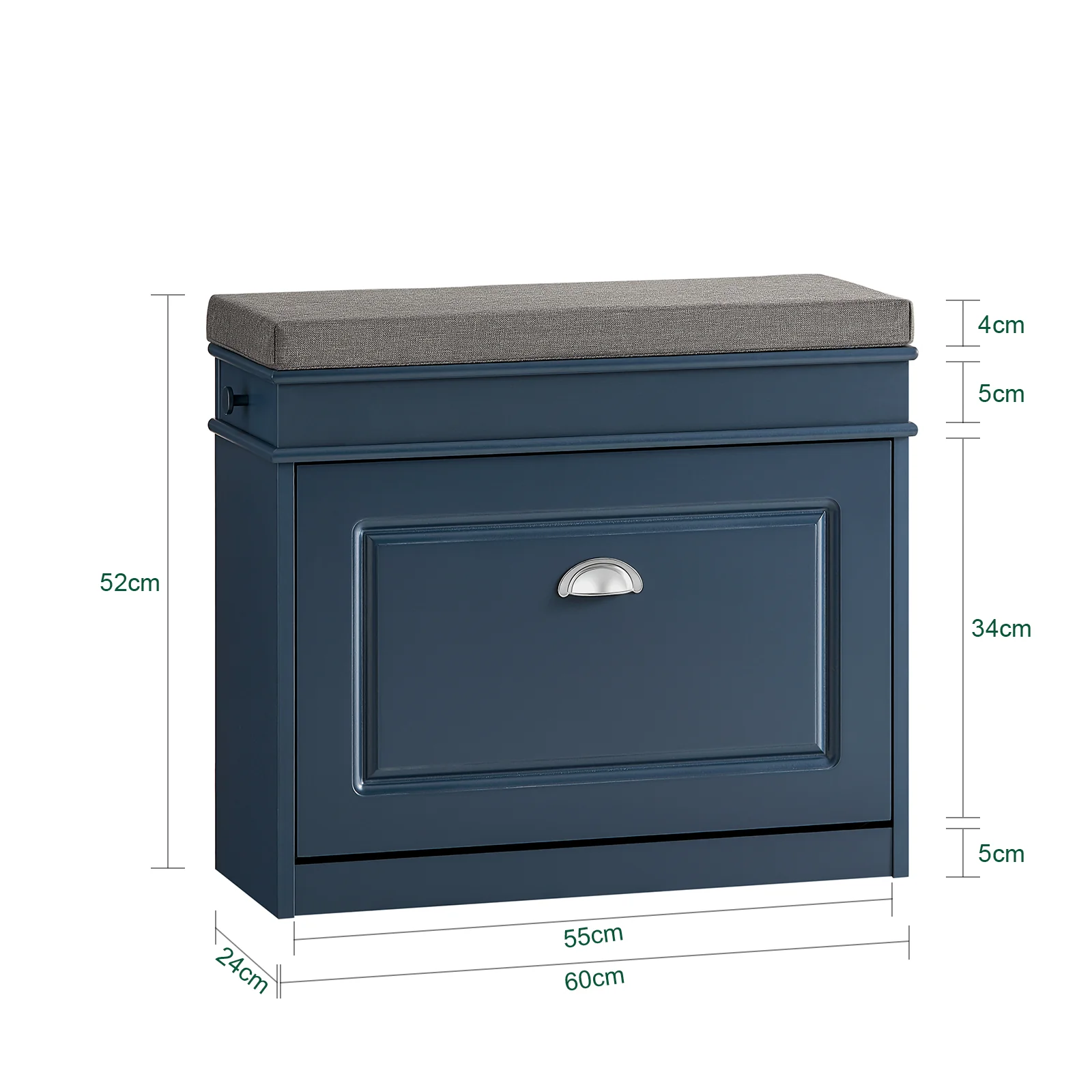 SoBuy FSR82-K-B Banco Zapatero Pequeño con 1 Solapa y 1 Cajon Azul 60x24x52cm - Image 3