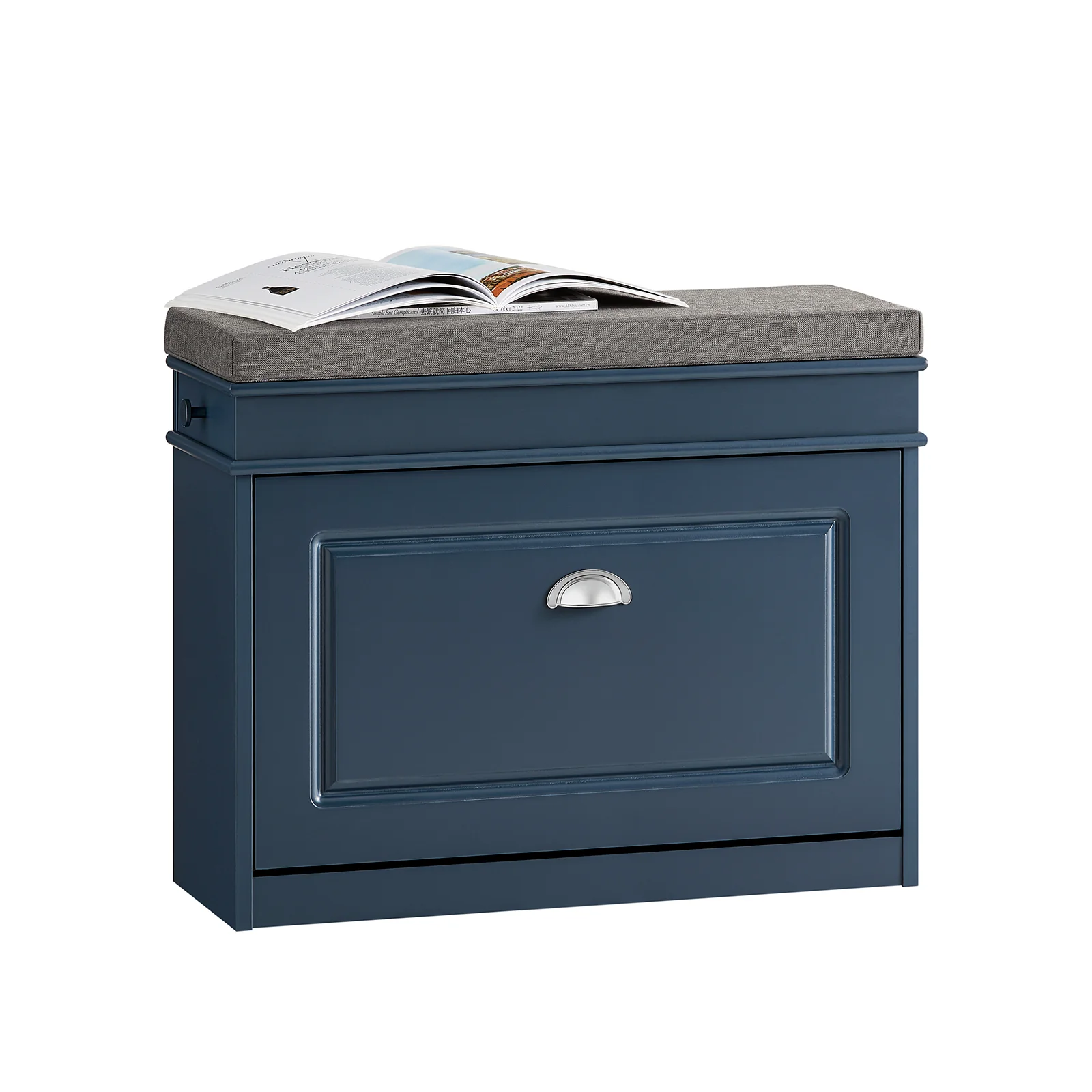 SoBuy FSR82-L-B Banco Zapatero con 1 Solapa y 1 Cajon Azul 75x24x52 cm