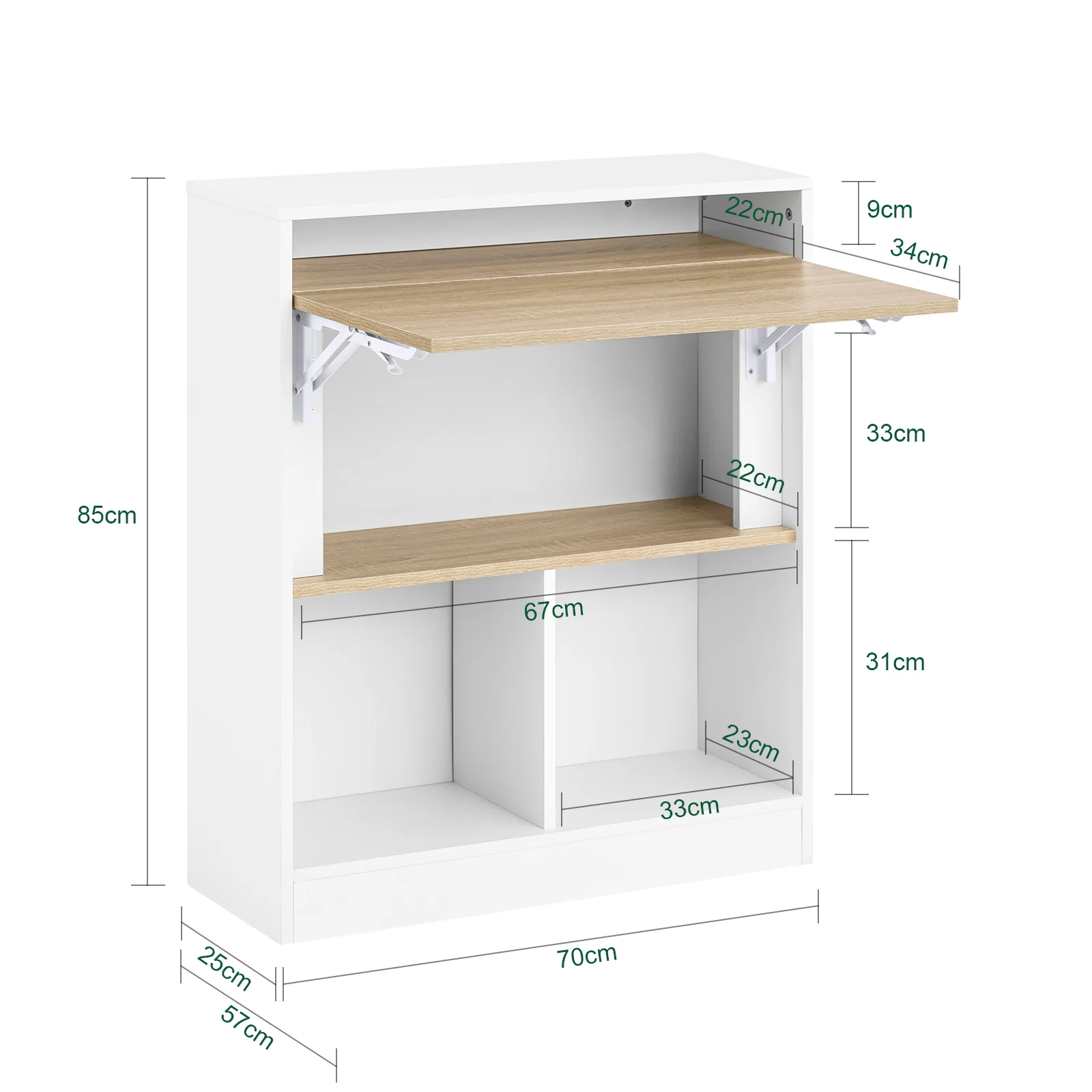 SoBuy FWT104-WN Mesa Escritorio Plegable con 3 Estantes Blanco y Natural - Image 4