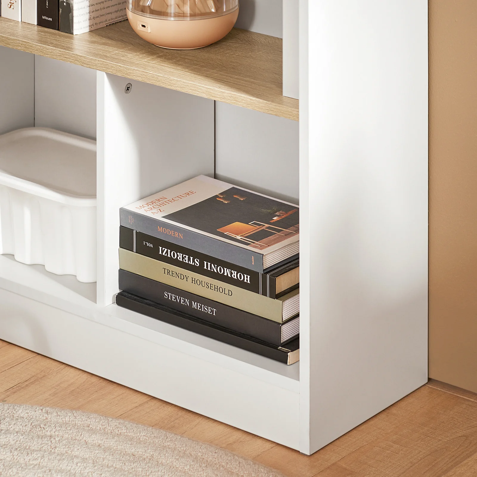 SoBuy FWT104-WN Mesa Escritorio Plegable con 3 Estantes Blanco y Natural - Image 9