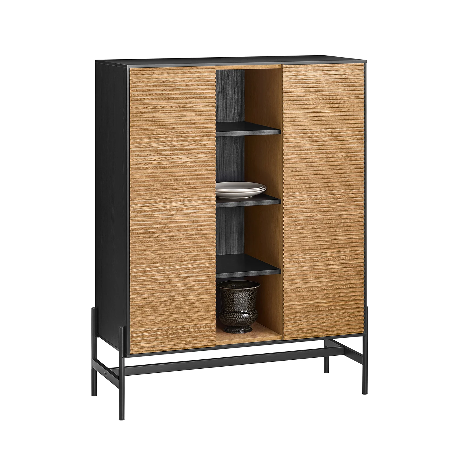 SoBuy HFSB04-SCH Aparador con 2 Puertas y 4 Compartimentos 92 x 40 x 119 cm