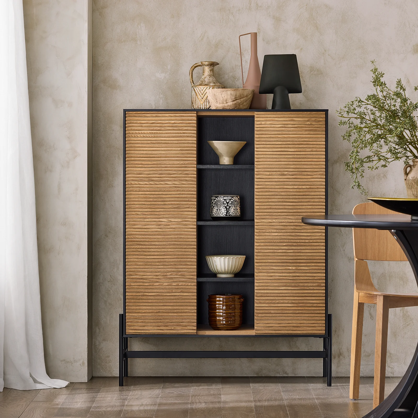 SoBuy HFSB04-SCH Aparador con 2 Puertas y 4 Compartimentos 92 x 40 x 119 cm - Image 2