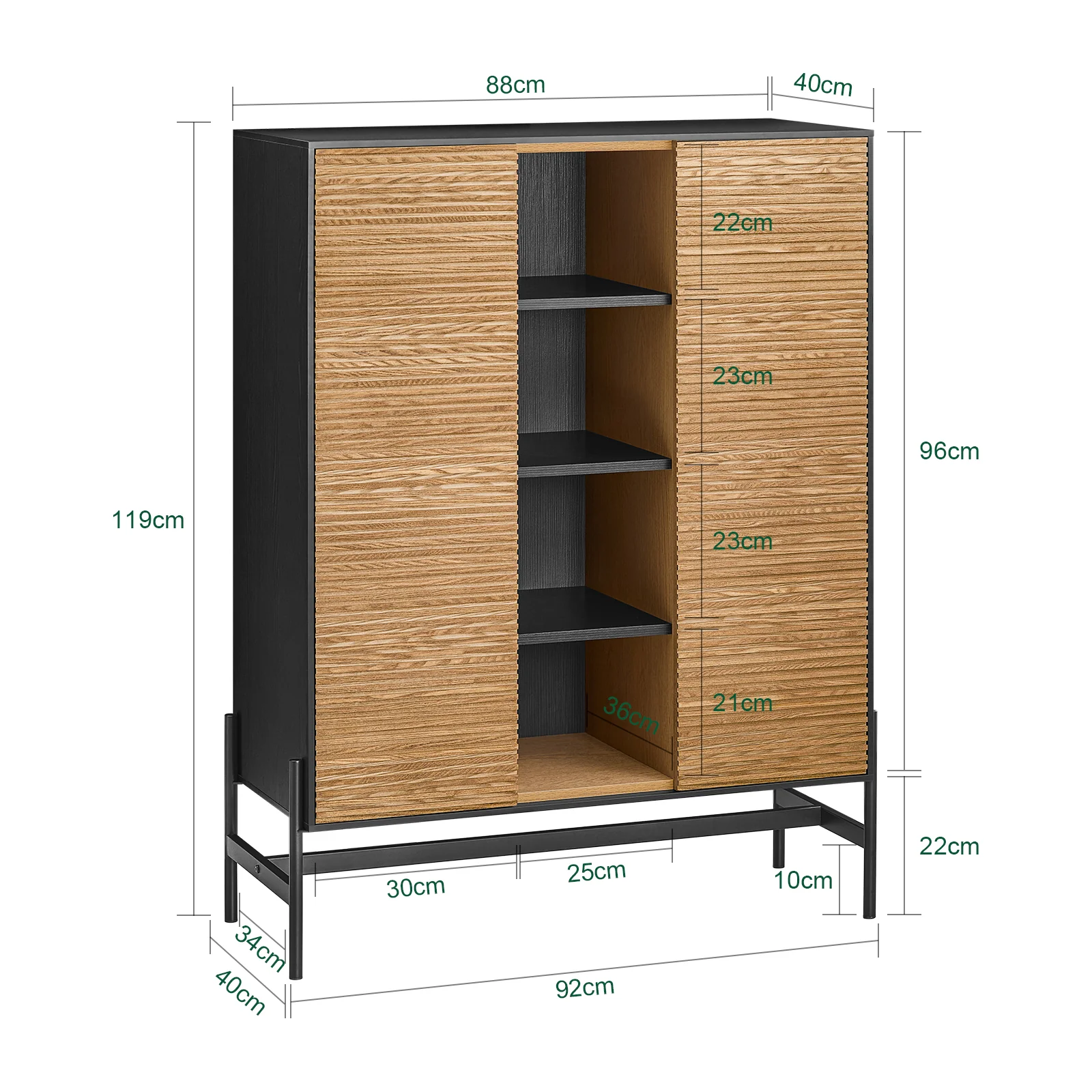 SoBuy HFSB04-SCH Aparador con 2 Puertas y 4 Compartimentos 92 x 40 x 119 cm - Image 3