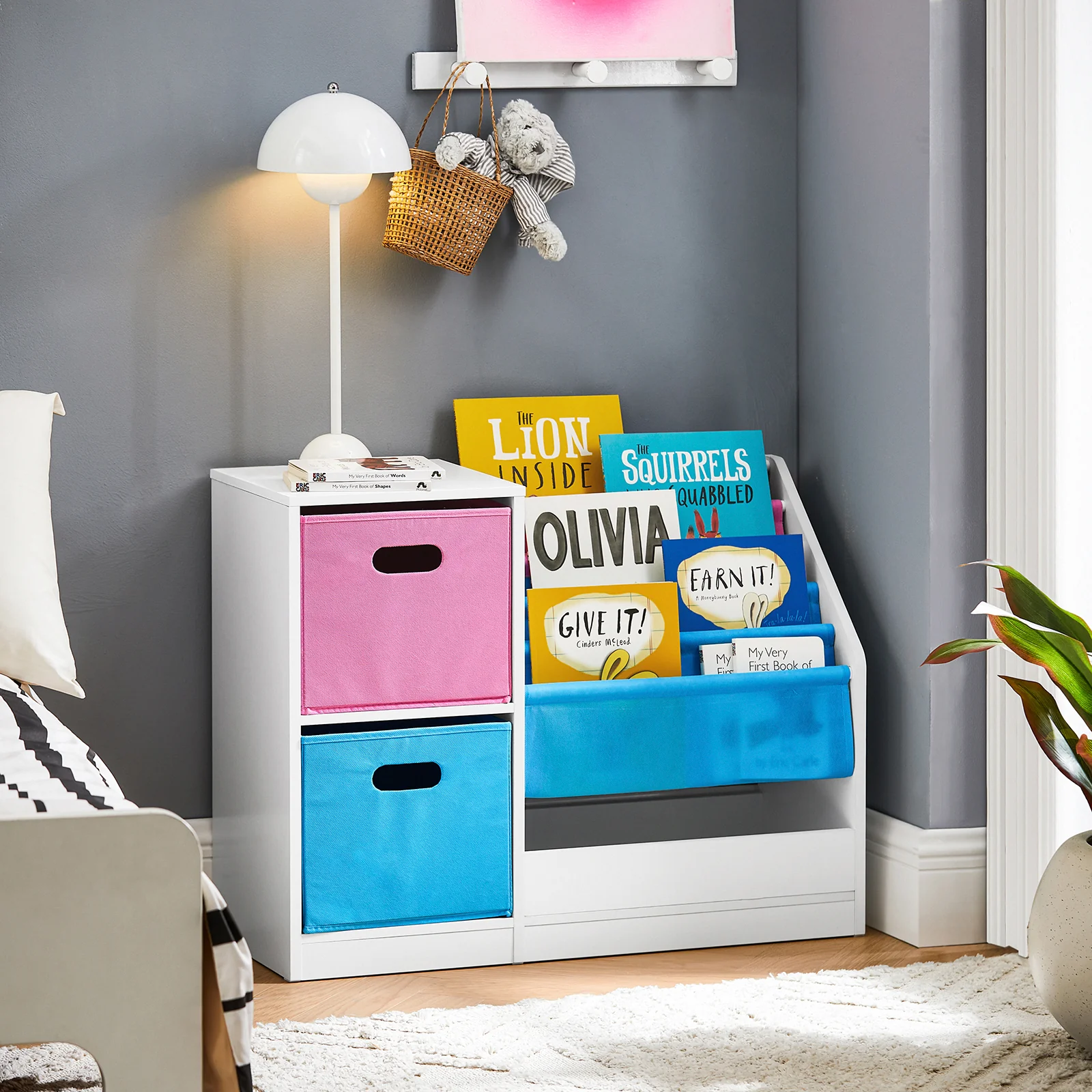 SoBuy KMB76-F Librería Infantil para niños con 2 Cestas y 1 Compartimiento - Image 4