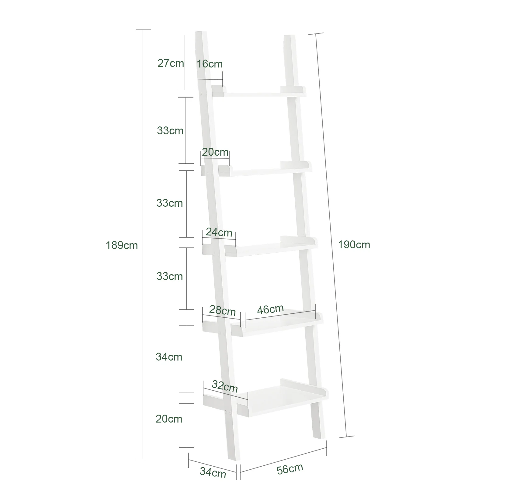 SoBuy FRG17-W Estantería escalonada con 5 estantes Blanco - Image 3
