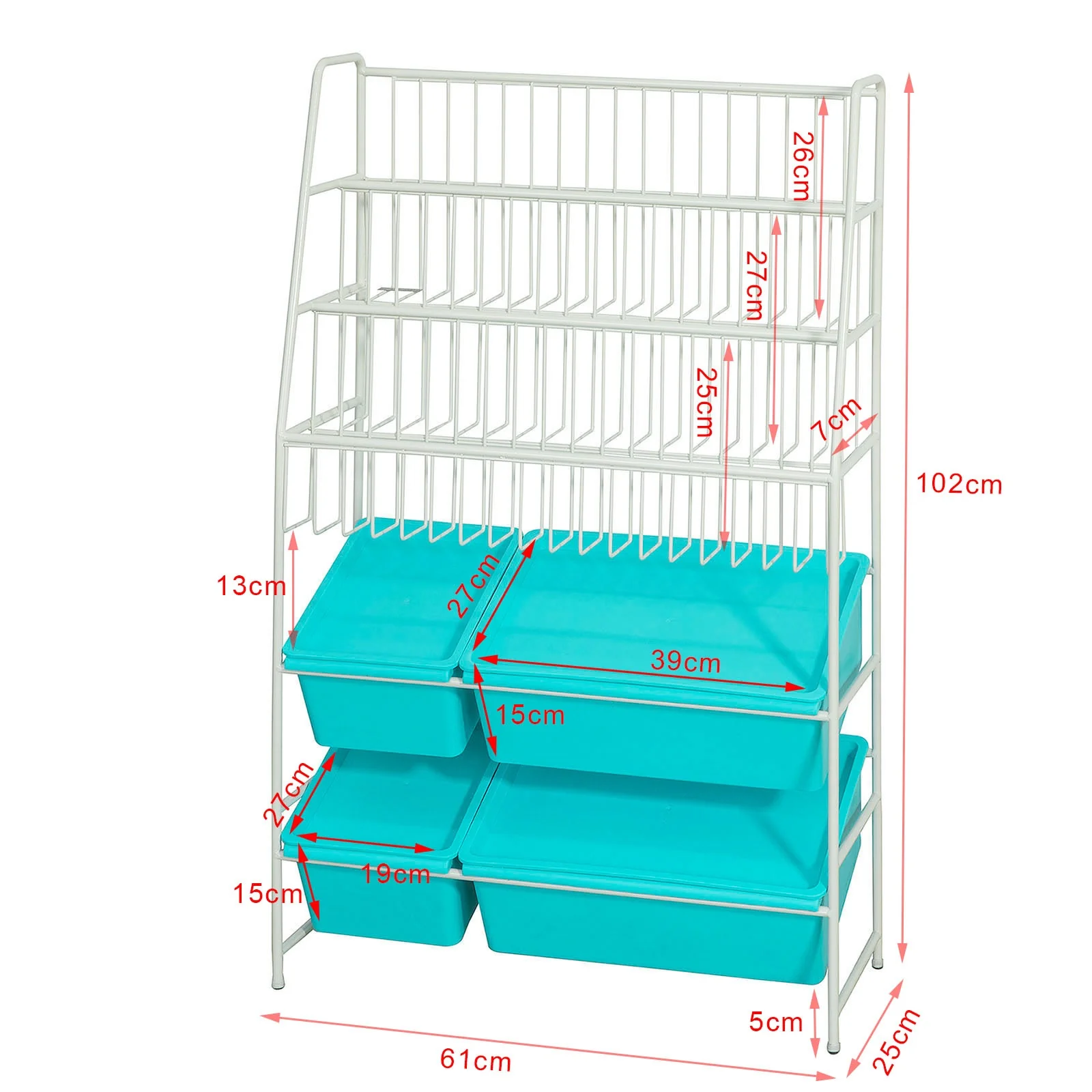 SoBuy KMB07-B Librería Infantil con 3 bandejas y 4 cajones - Image 3