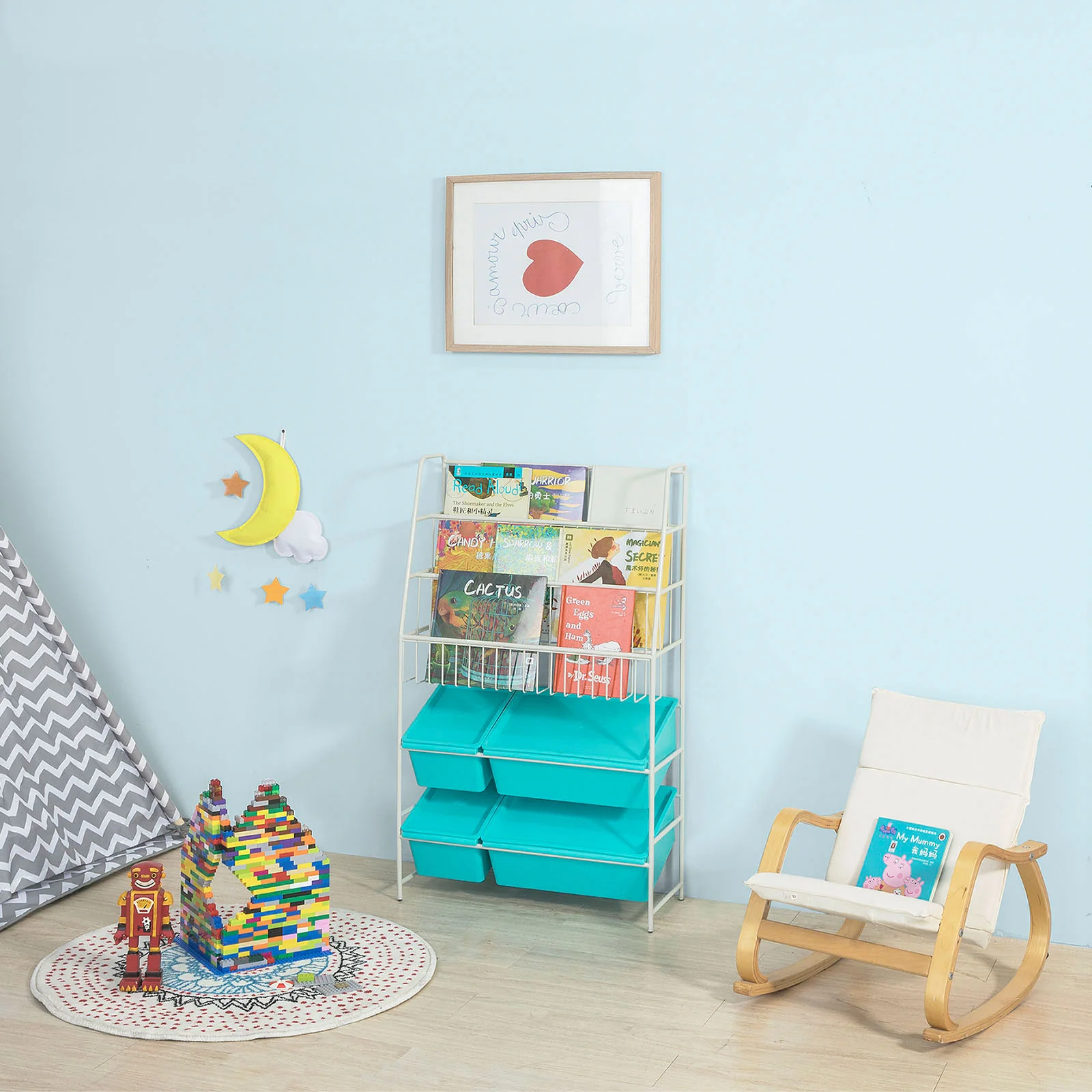 SoBuy KMB07-B Librería Infantil con 3 bandejas y 4 cajones - Image 4