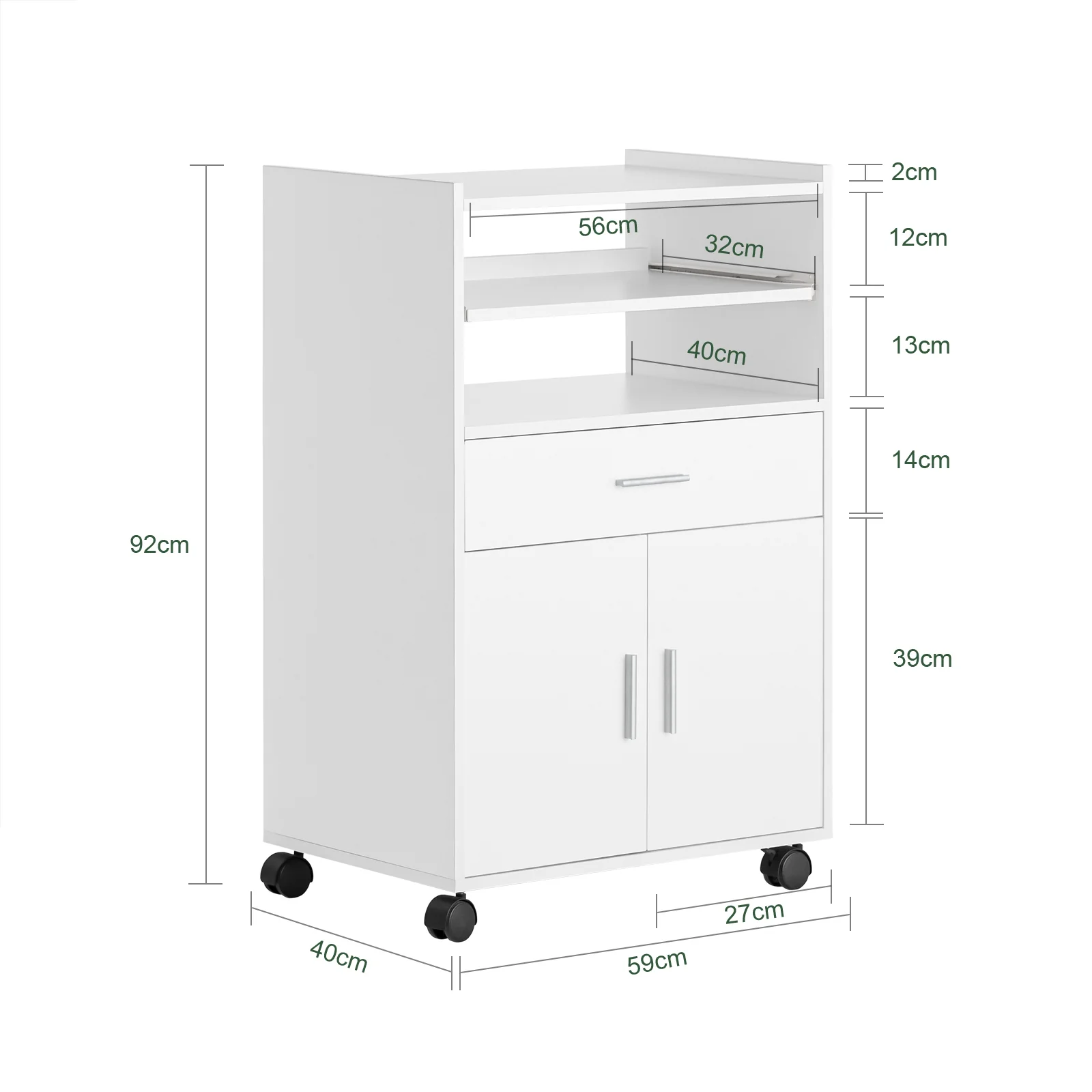 SoBuy FSB09-W Aparador de Cocina para microondas Con 2 Puertas y 1 cajón - Image 3