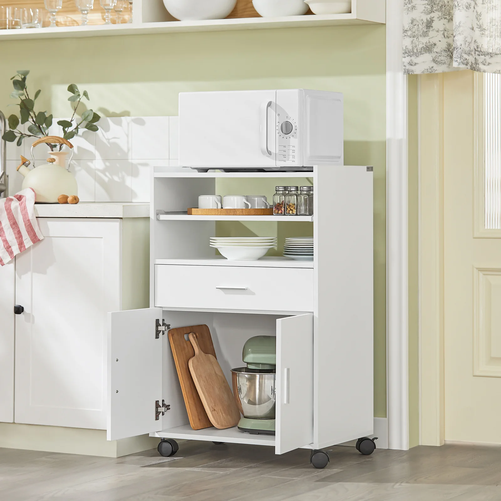 SoBuy FSB09-W Aparador de Cocina para microondas Con 2 Puertas y 1 cajón - Image 4