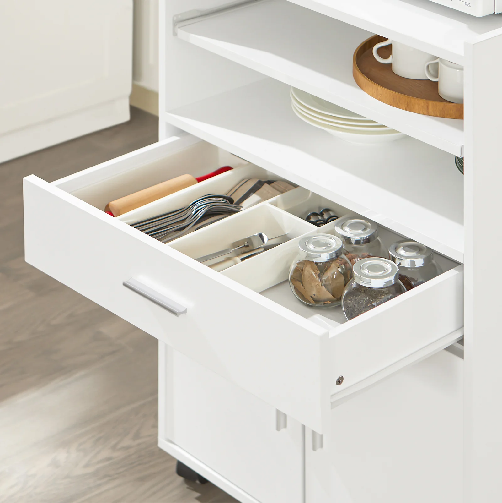 SoBuy FSB09-W Aparador de Cocina para microondas Con 2 Puertas y 1 cajón - Image 6