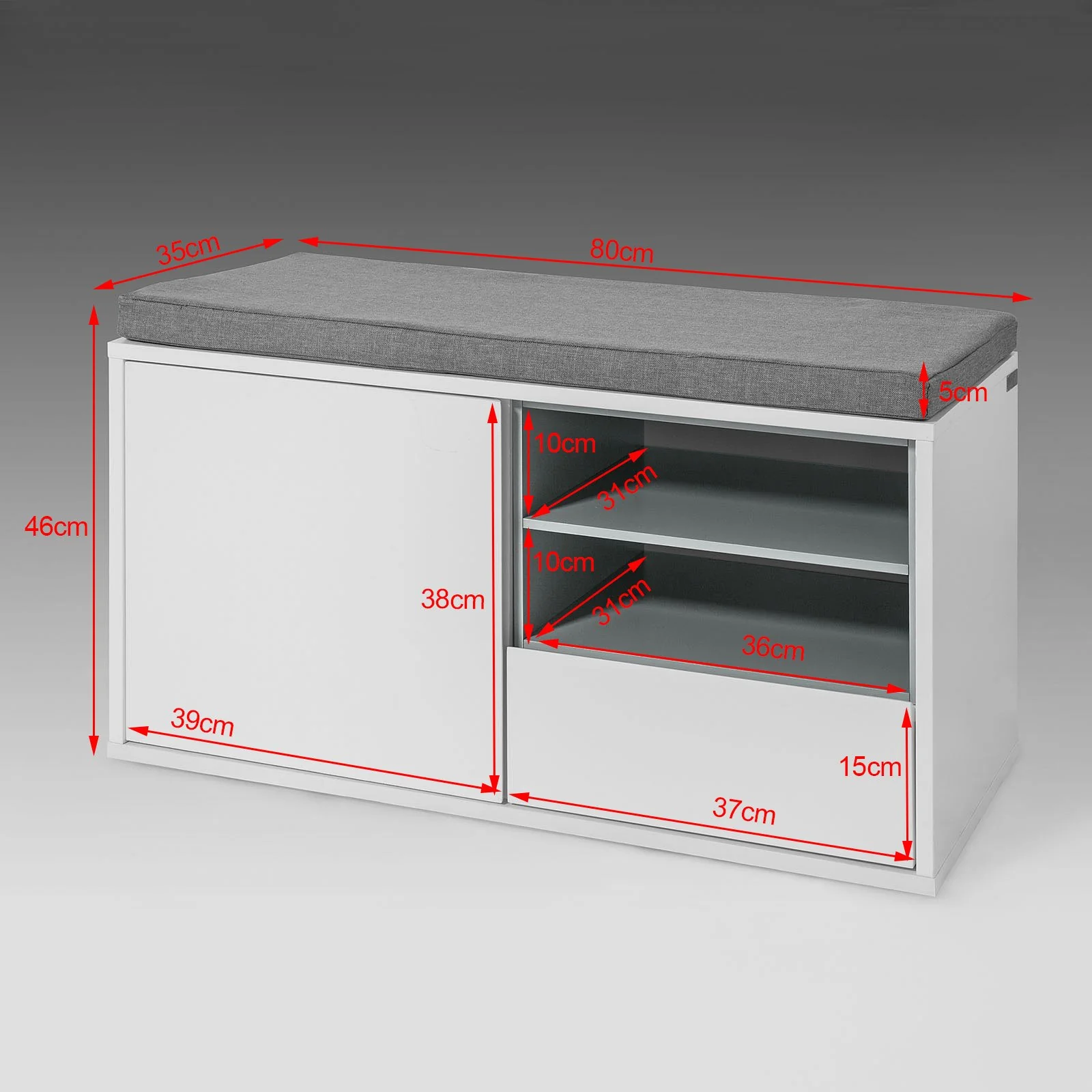 SoBuy FSR37-W Banco Zapatero con 1 cajón 1 puerta - Image 3