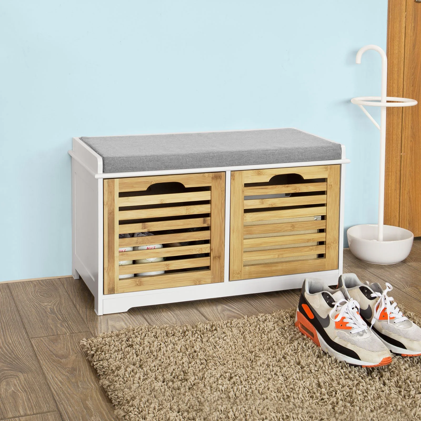SoBuy FSR23-K-WN Banco de almacenamiento con cojines y 2 cubos - Image 8