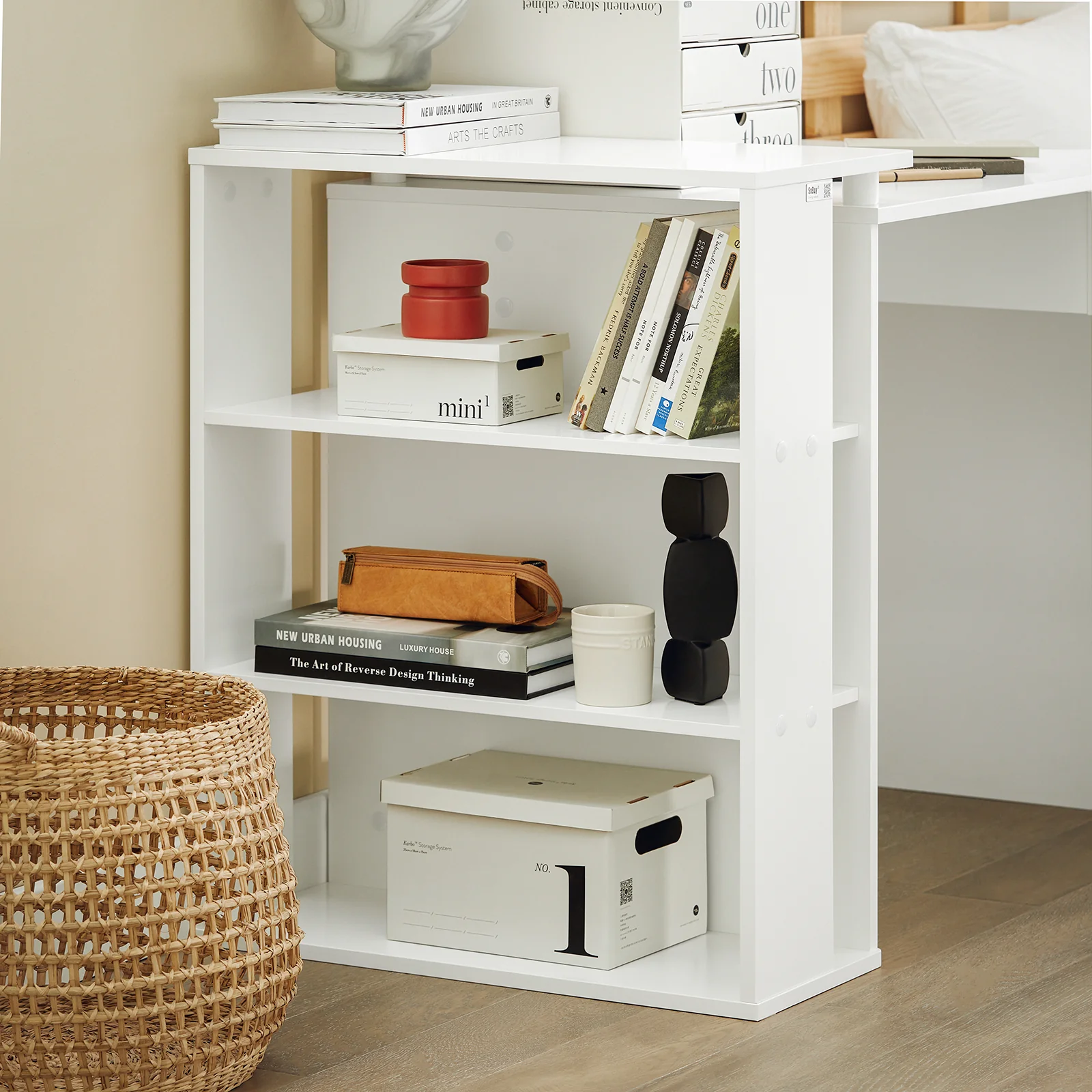 SoBuy FWT35-W Mesa de Escritorio con un cajón y 4 estantes - Image 6