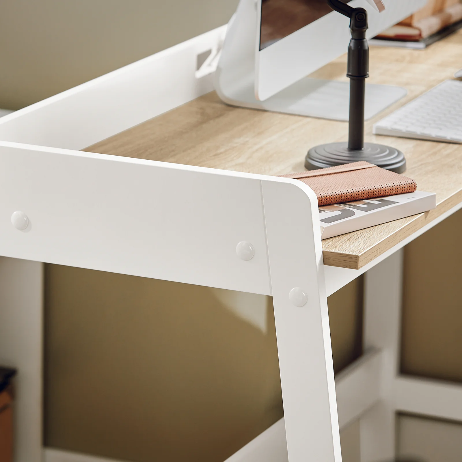 Preventa-SoBuy FWT41-WN Mesa de escritorio con un estante Blanco - Image 6