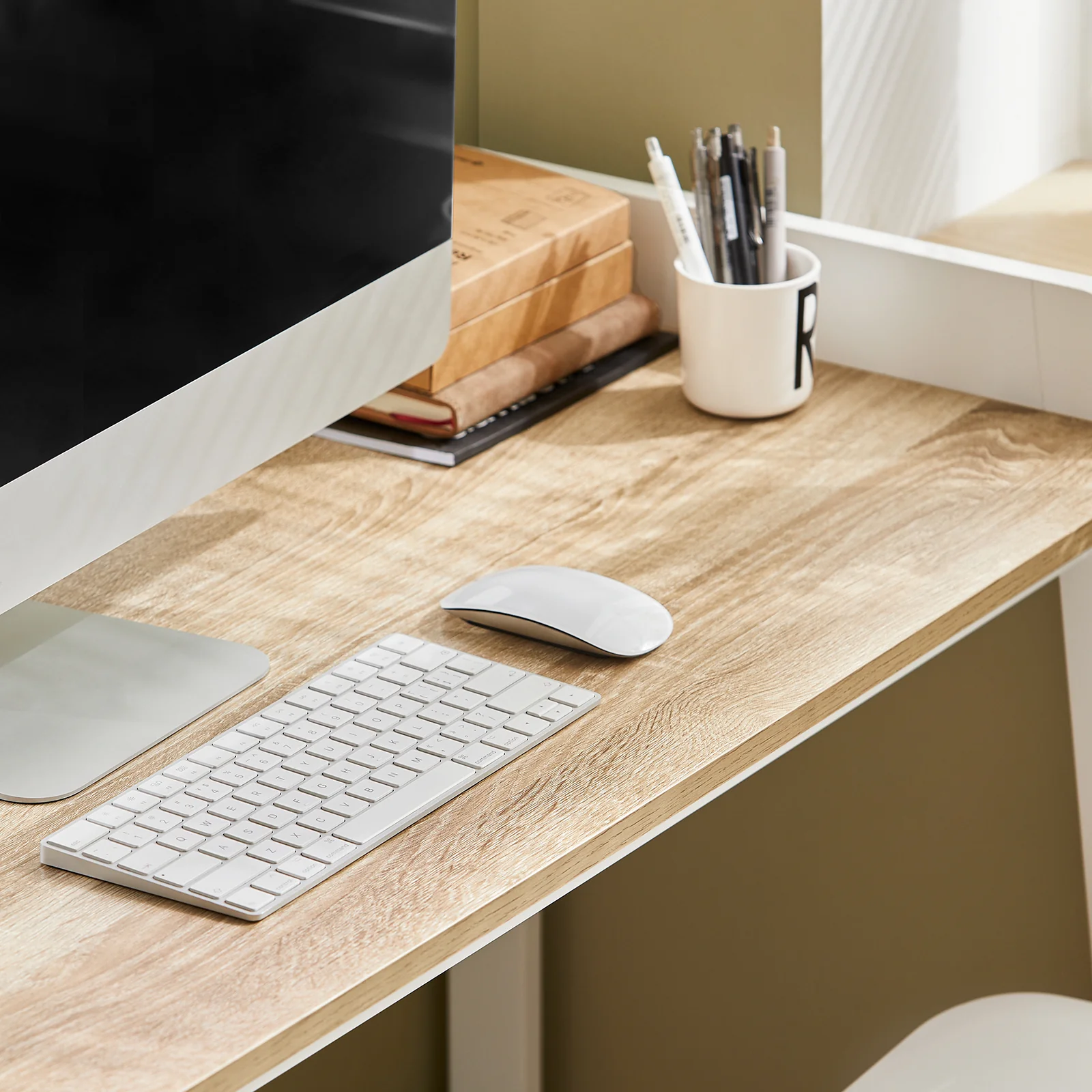 Preventa-SoBuy FWT41-WN Mesa de escritorio con un estante Blanco - Image 8