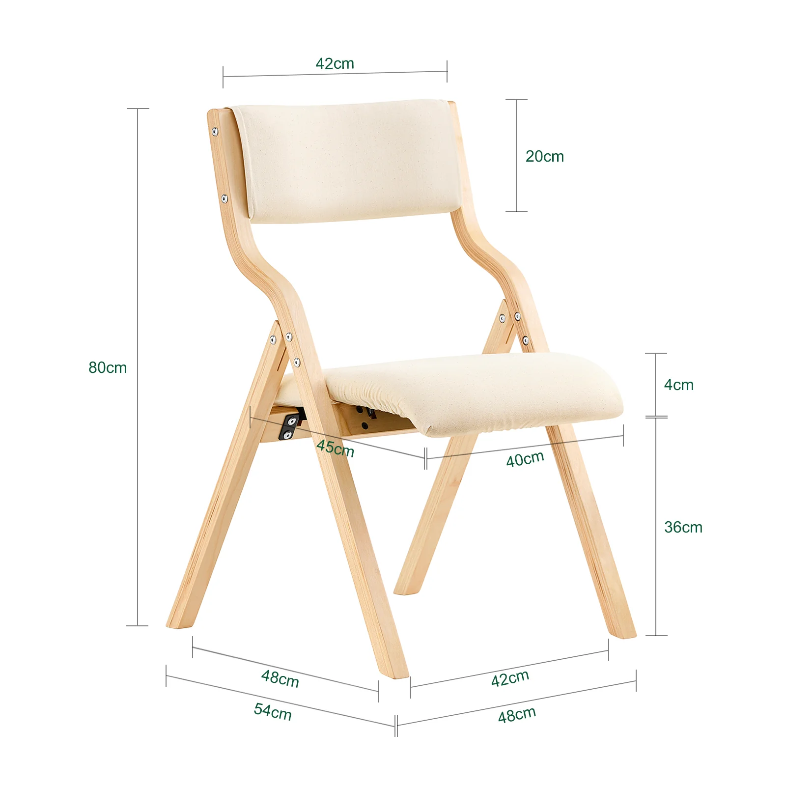 SoBuy FST40-W Silla Plegable de madera para Comedor Oficina Beige - Image 3