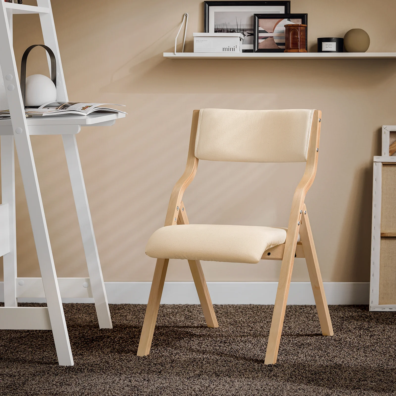 SoBuy FST40-W Silla Plegable de madera para Comedor Oficina Beige - Image 7