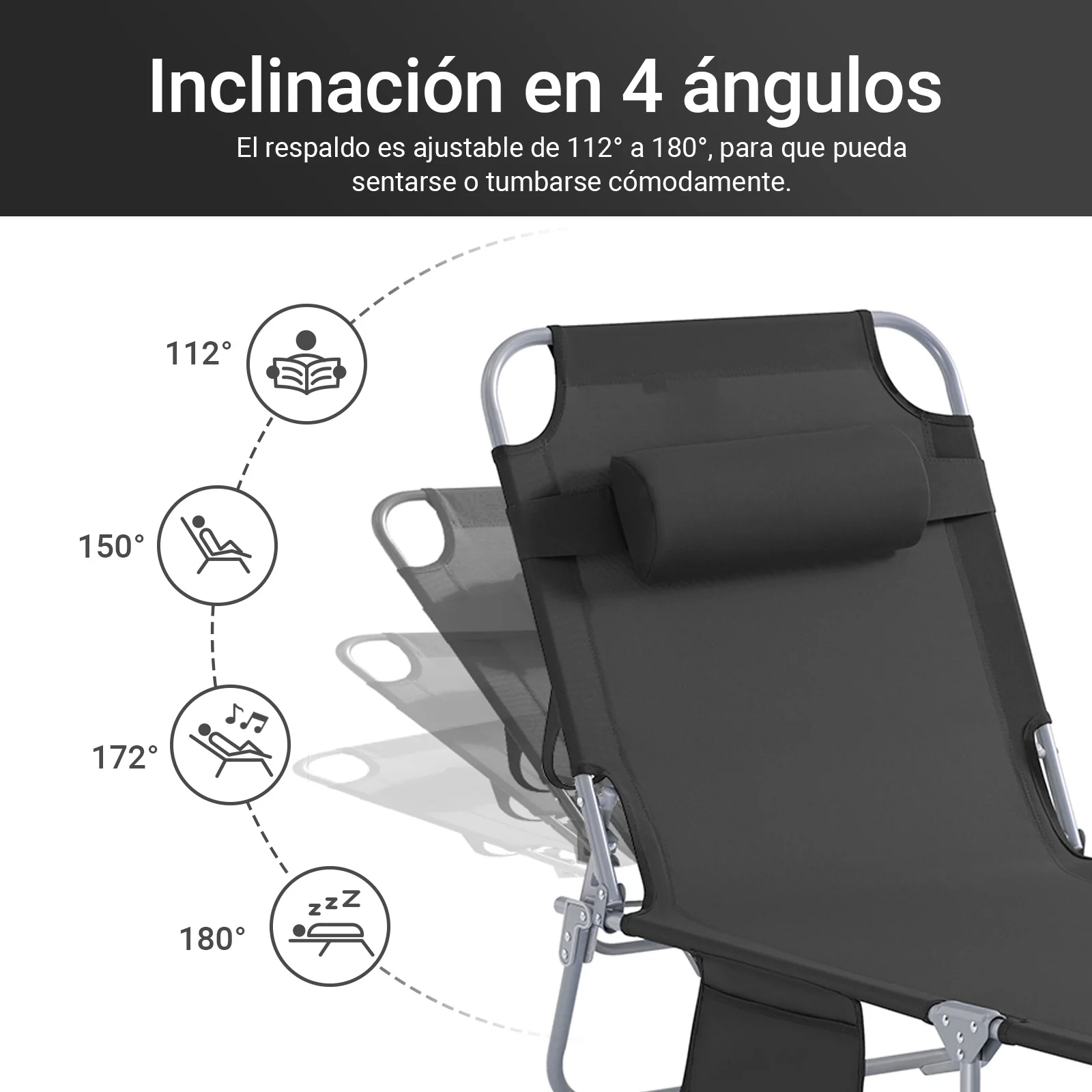 SoBuy OGS35-SCHx2 Set de 2 tumbonas negro - Image 4