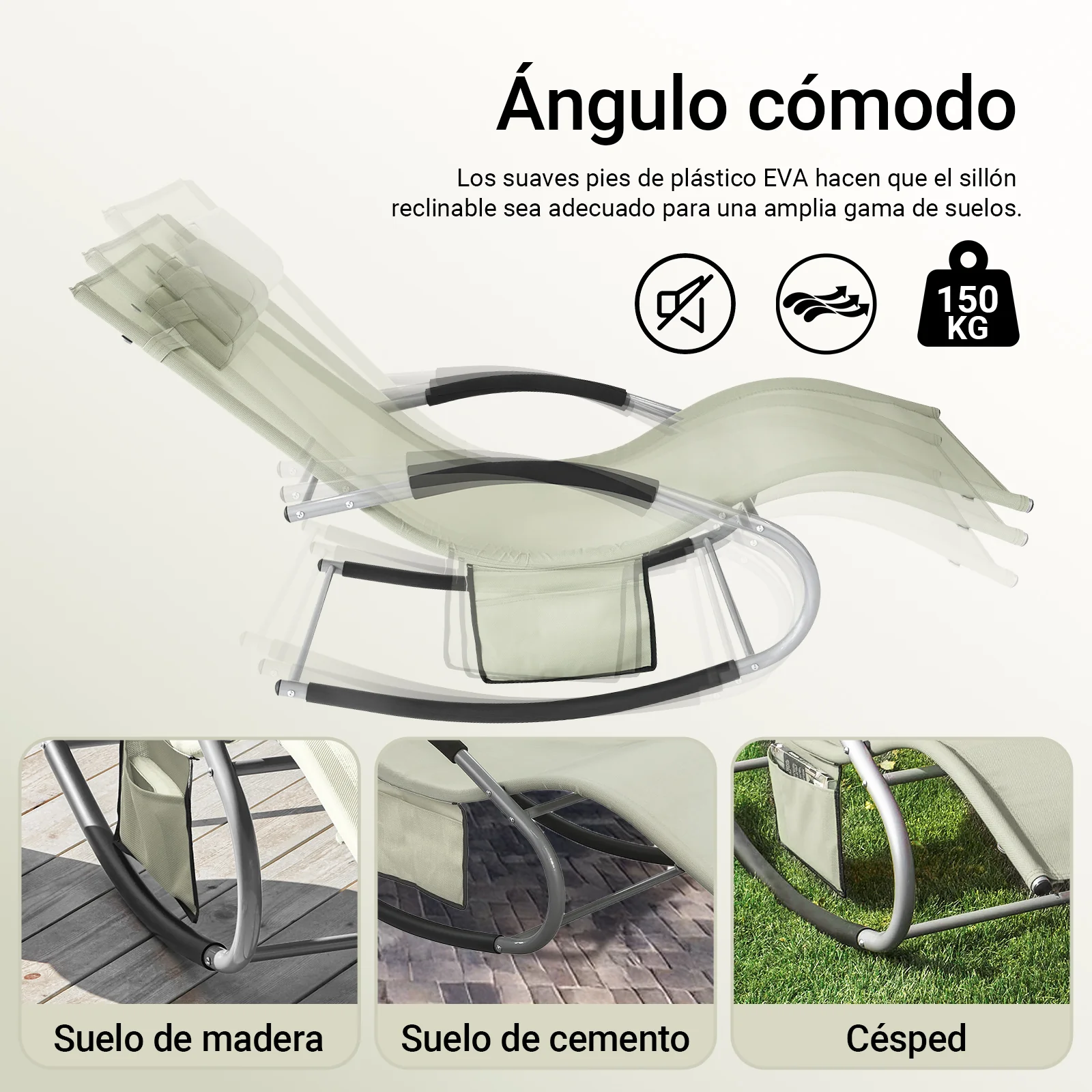SoBuy OGS28-MIx2 Tumbona ergonómica x2 Beige - Image 9
