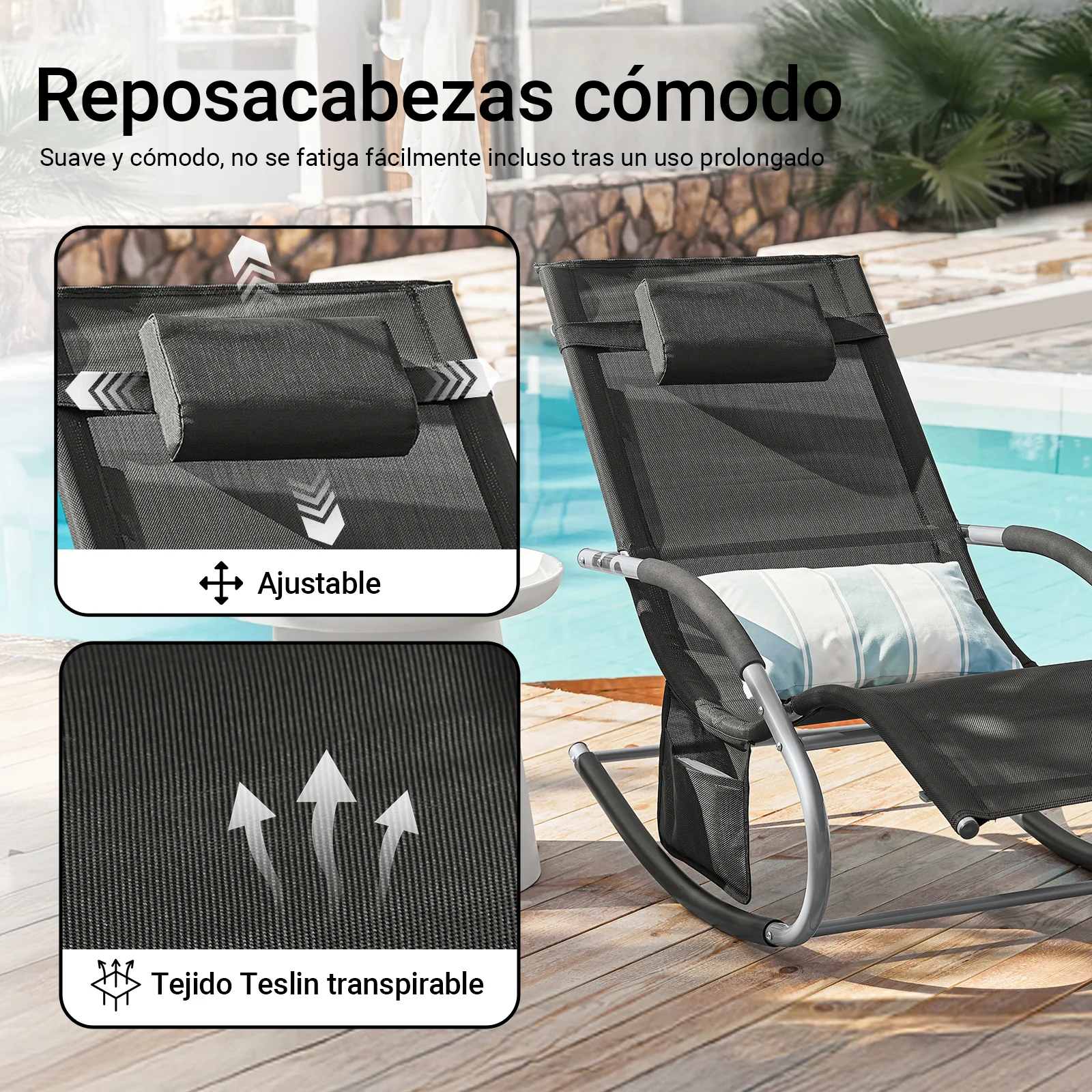 SoBuy OGS28-SCH Tumbona ergonómica Negro - Image 4