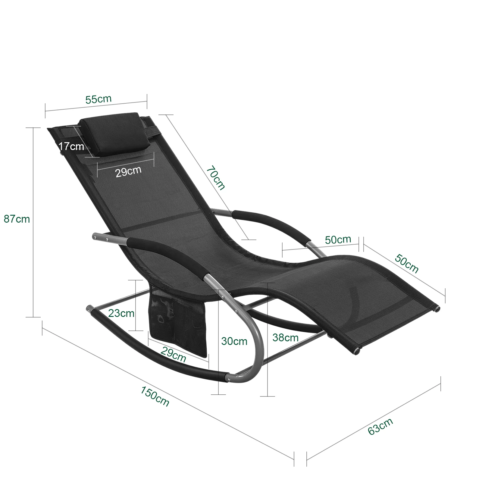 SoBuy OGS28-SCH Tumbona ergonómica Negro - Image 3