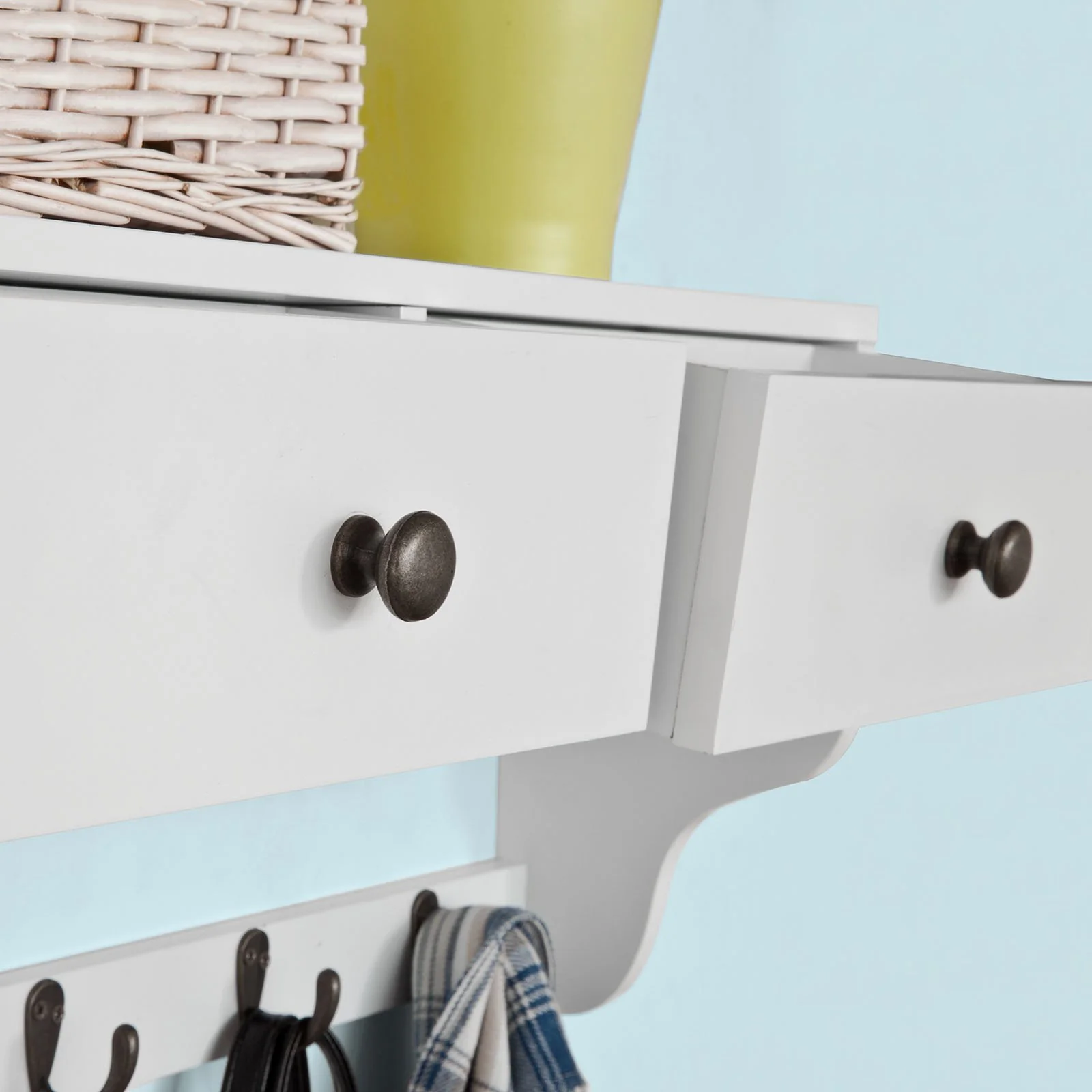 SoBuy FRG178-W Perchero de Pared con 5 Ganchos y 2 cajones Blanco - Image 8