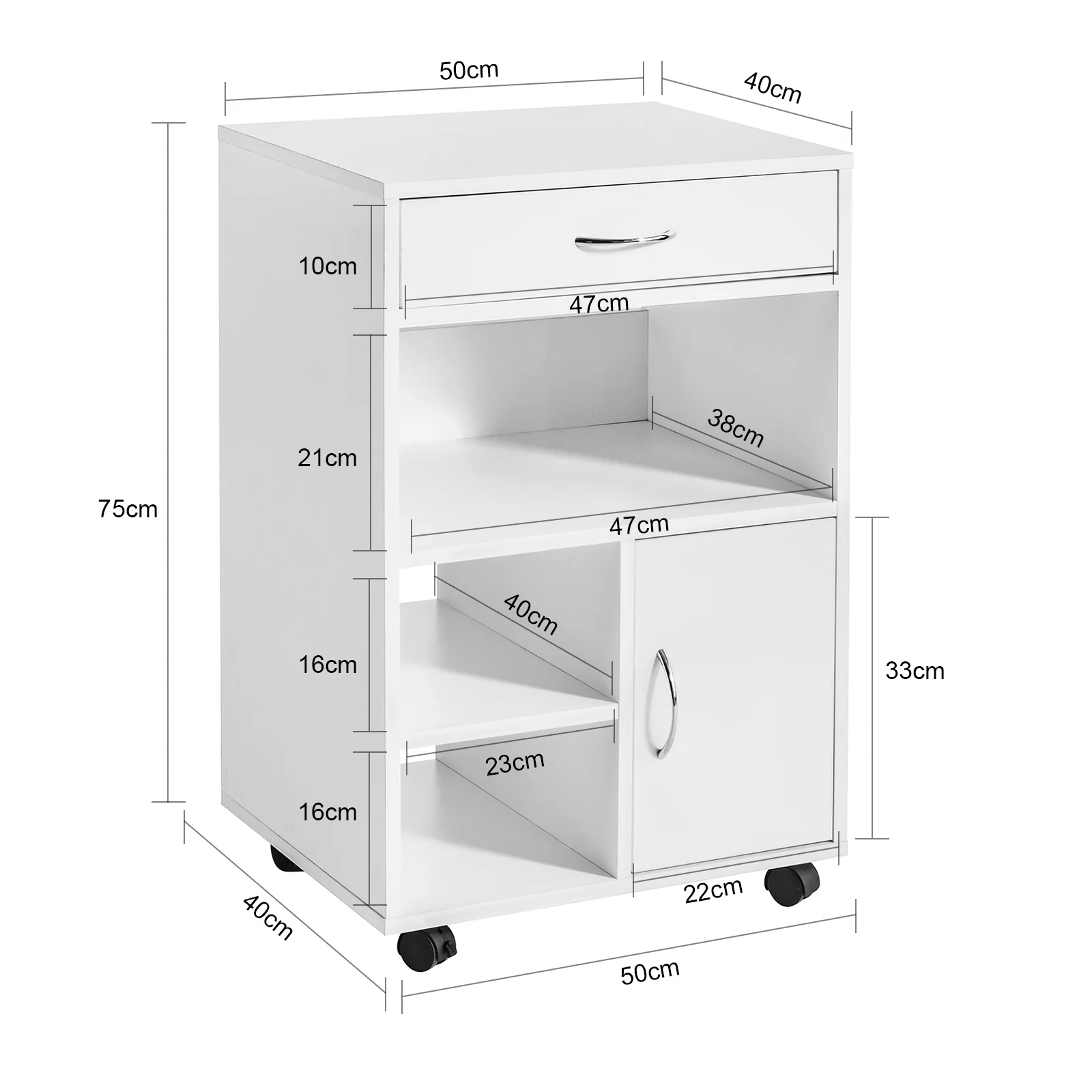 SoBuy FBT106-W Soporte para Impresora de archivador de Oficina en casa Blanco - Image 3