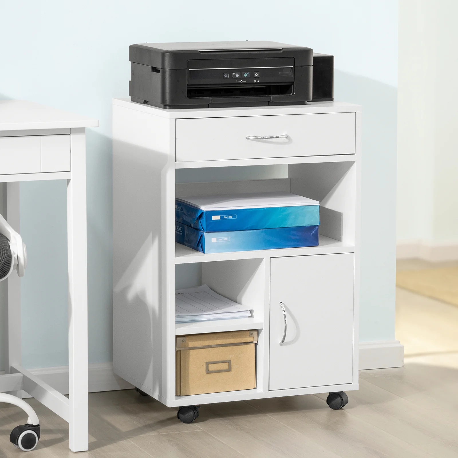 SoBuy FBT106-W Soporte para Impresora de archivador de Oficina en casa Blanco - Image 5