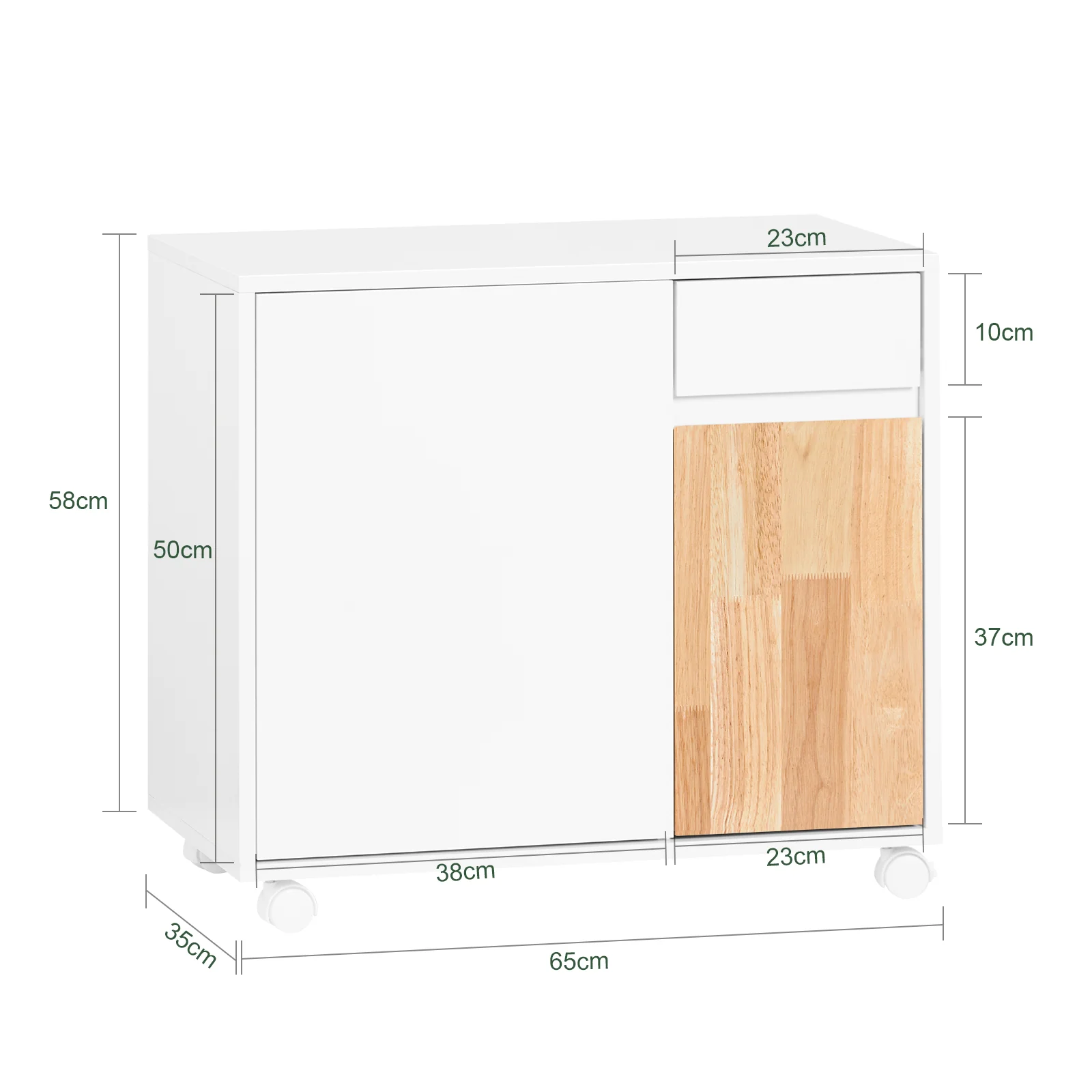SoBuy ASK04-WN Mueble de Oficina con Ruedas 65 x 58 x 35 cm - Image 3