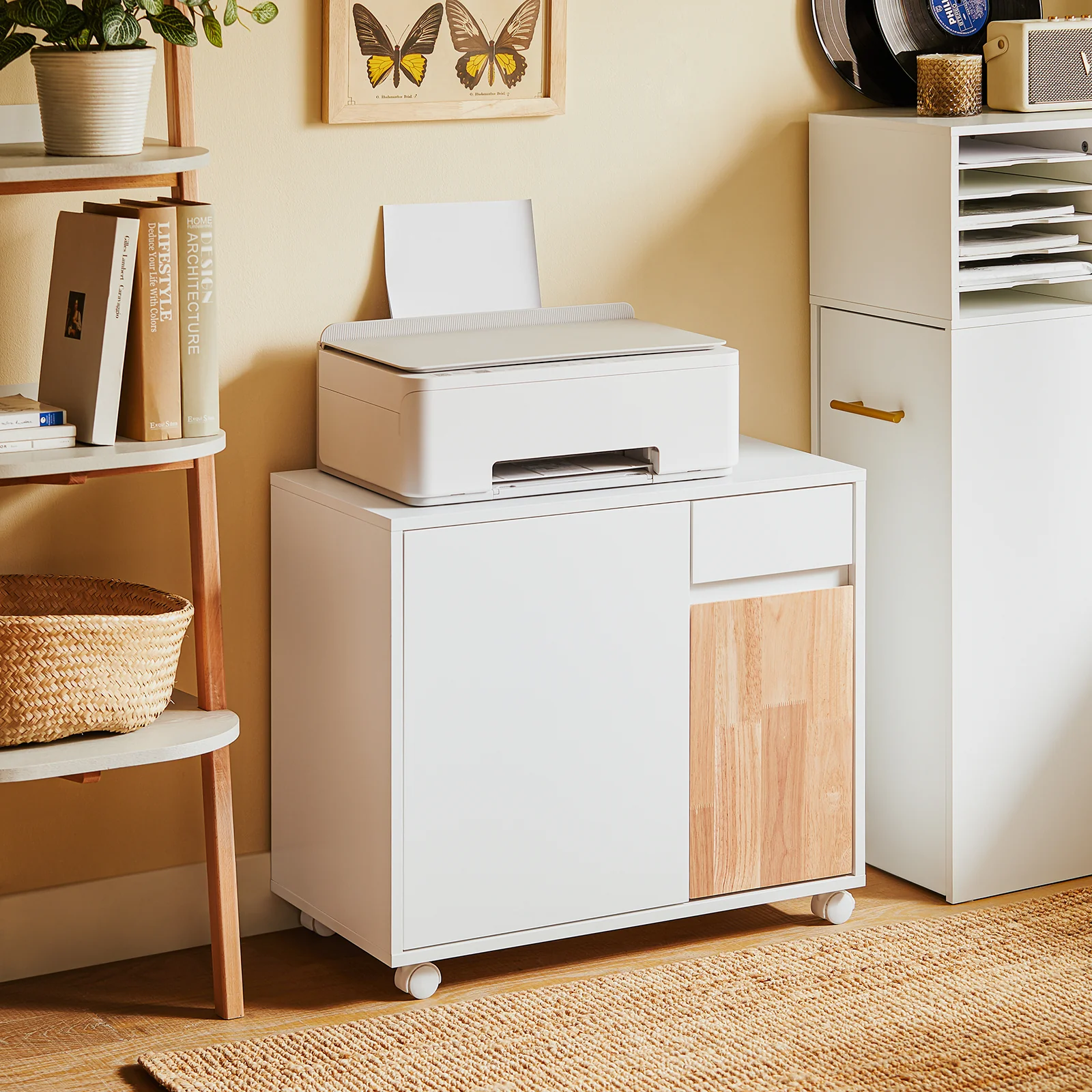 SoBuy ASK04-WN Mueble de Oficina con Ruedas 65 x 58 x 35 cm - Image 5