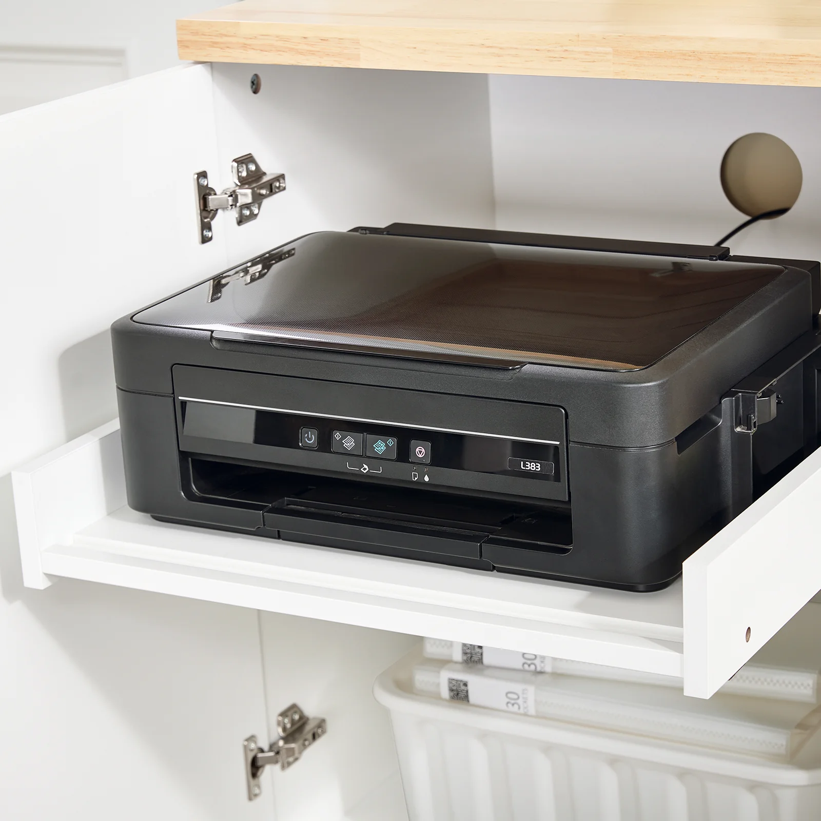SoBuy ASK07-WN Aparador de Oficaina Soporte para Impresora con 1 Puerta y 3 cajones - Image 6