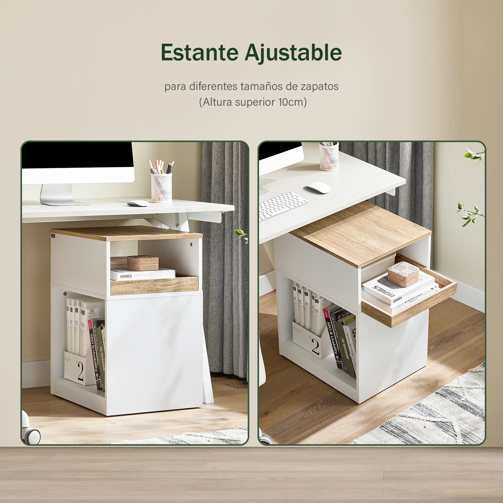SoBuy ASK08-WN Armario de Oficina con Soporte para Impresora 40 x 50 x 65 cm - Image 4
