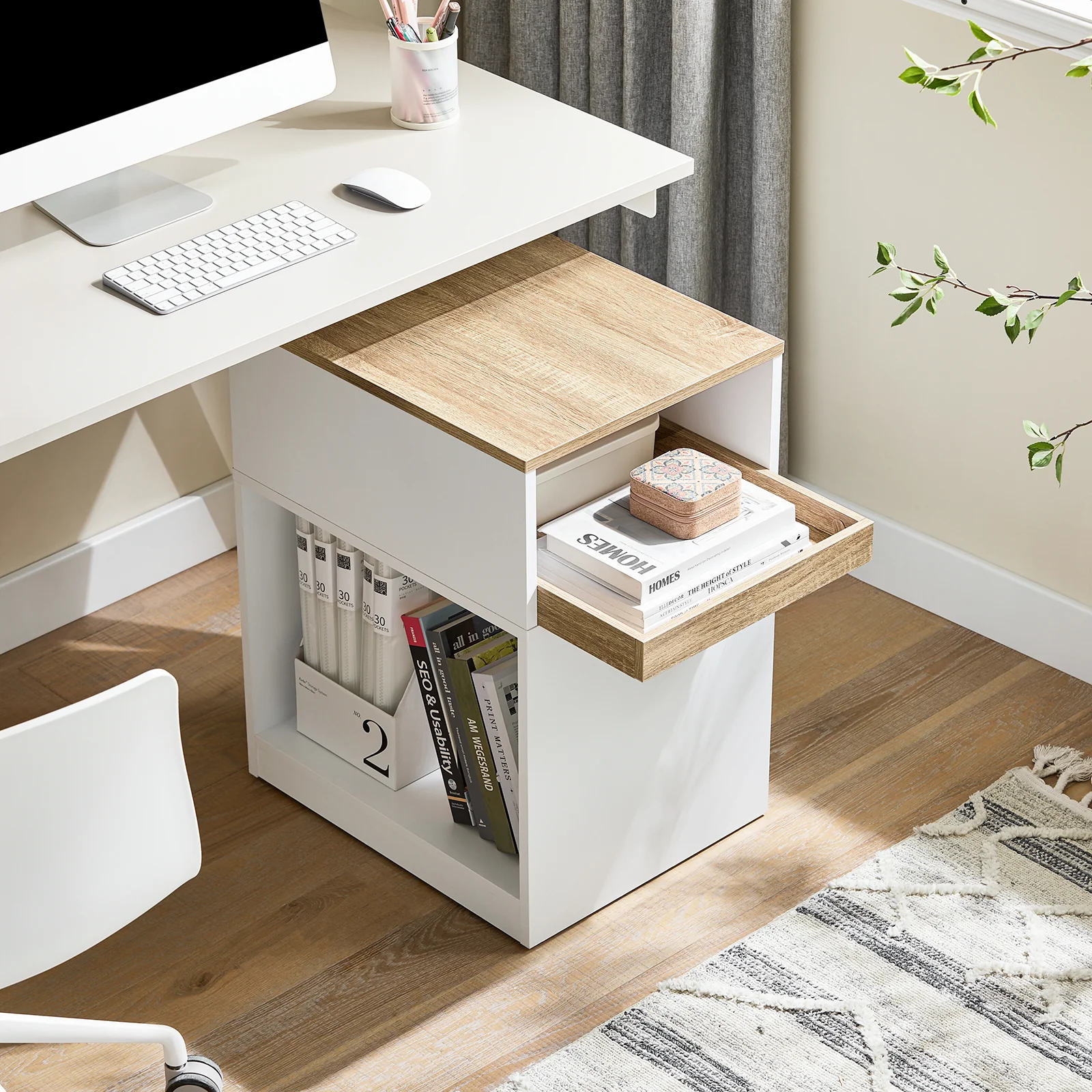 SoBuy ASK08-WN Armario de Oficina con Soporte para Impresora 40 x 50 x 65 cm - Image 8