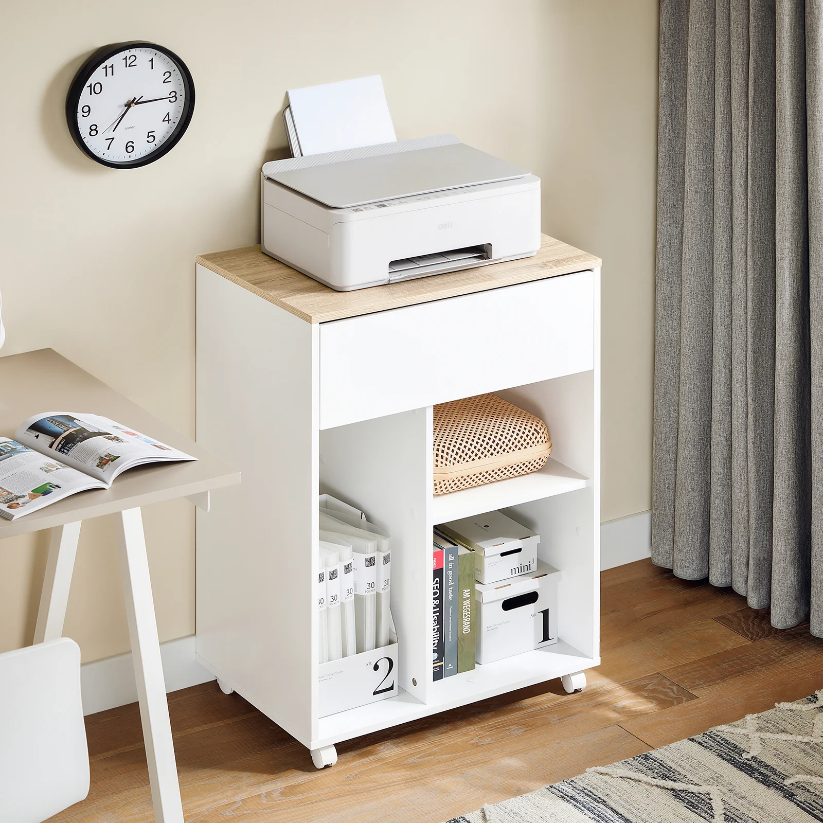 SoBuy ASK10-WN Soporte para Impresora con Ruedas 63x42x88 cm Blanco - Image 4