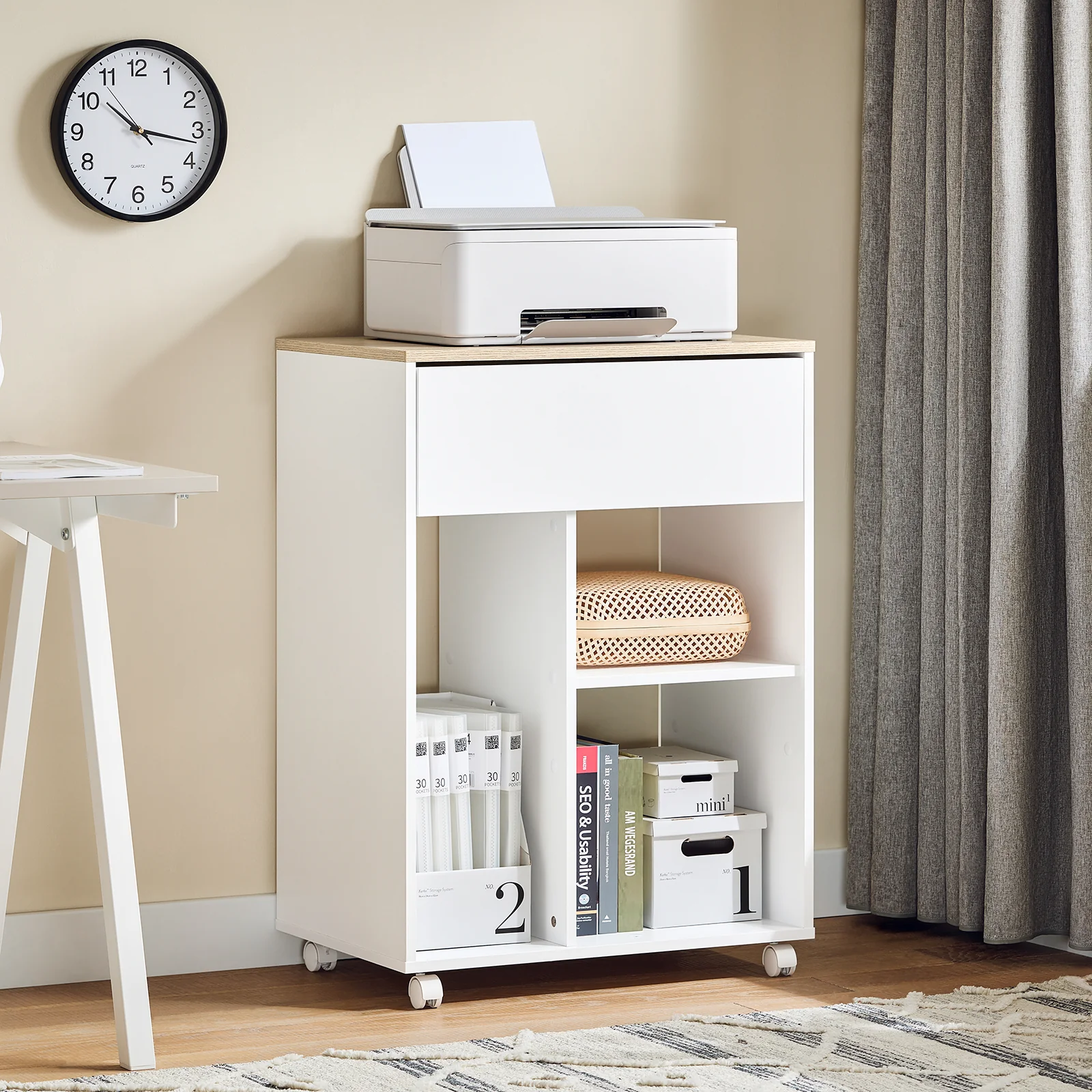 SoBuy ASK10-WN Soporte para Impresora con Ruedas 63x42x88 cm Blanco - Image 5
